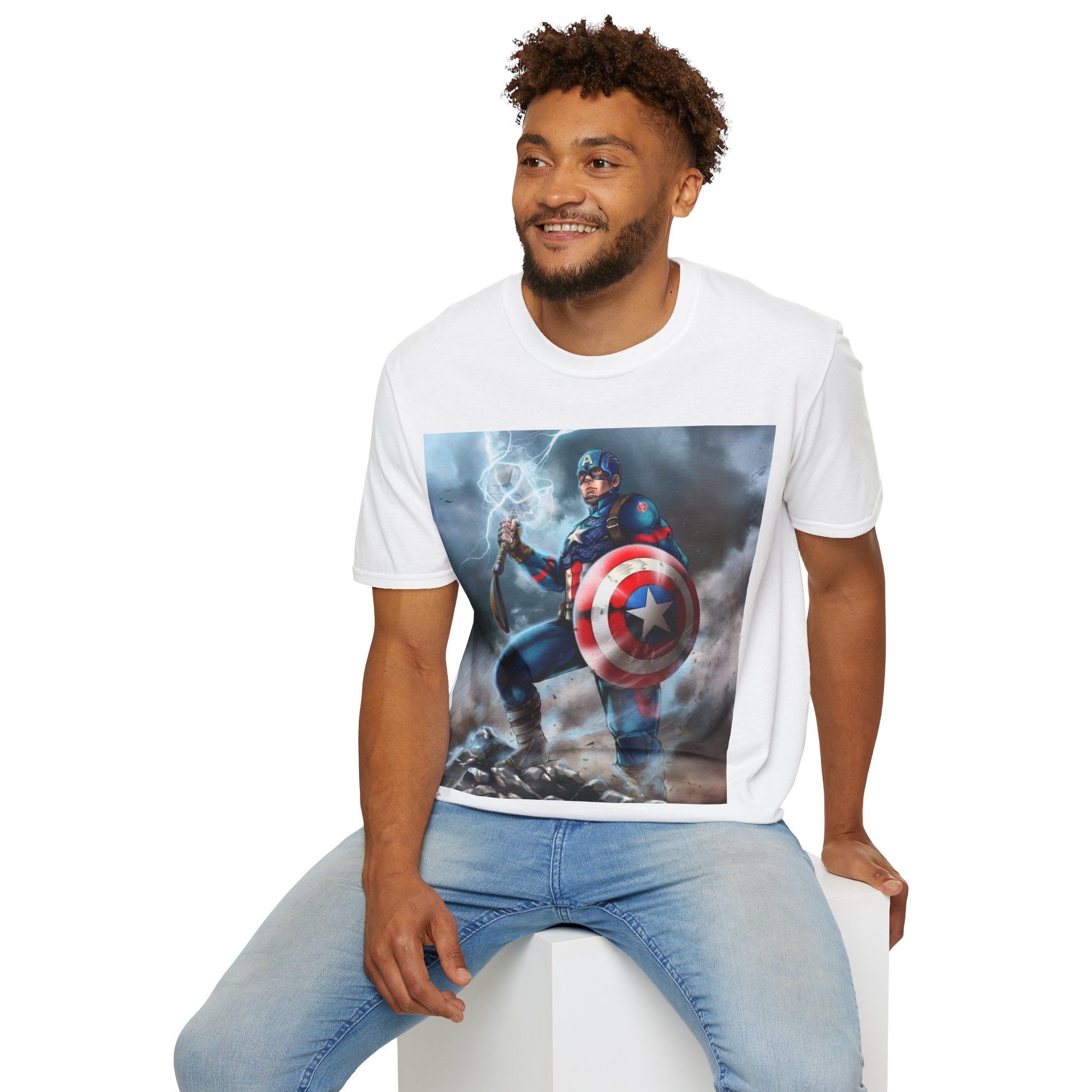 Captain America Lightning Shield Hero Graphic Tee - Image 17