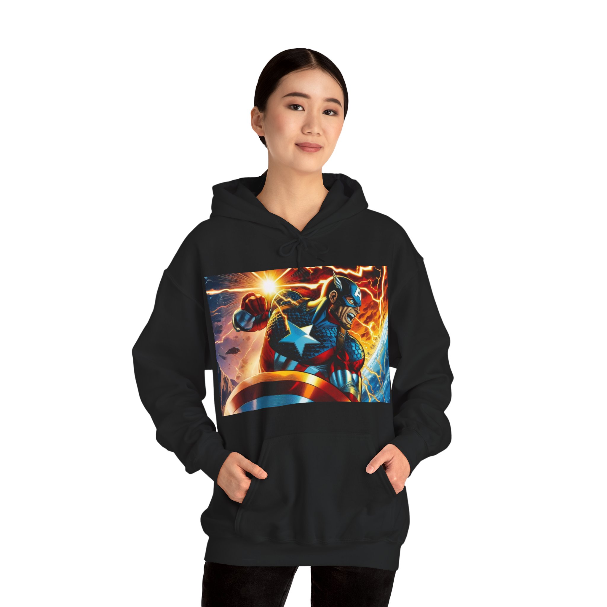 Captain America Shield Marvel Heroic Graphic Hoodie - Image 6