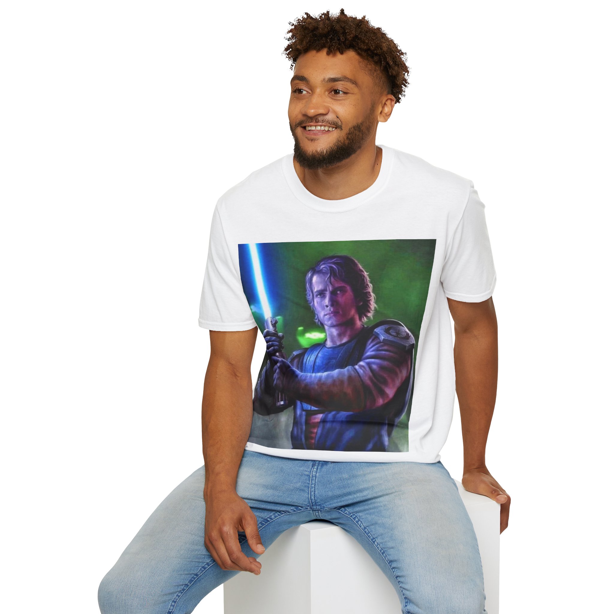 Anakin Skywalker Blue Saber Power Comic Graphic Tee - Image 17