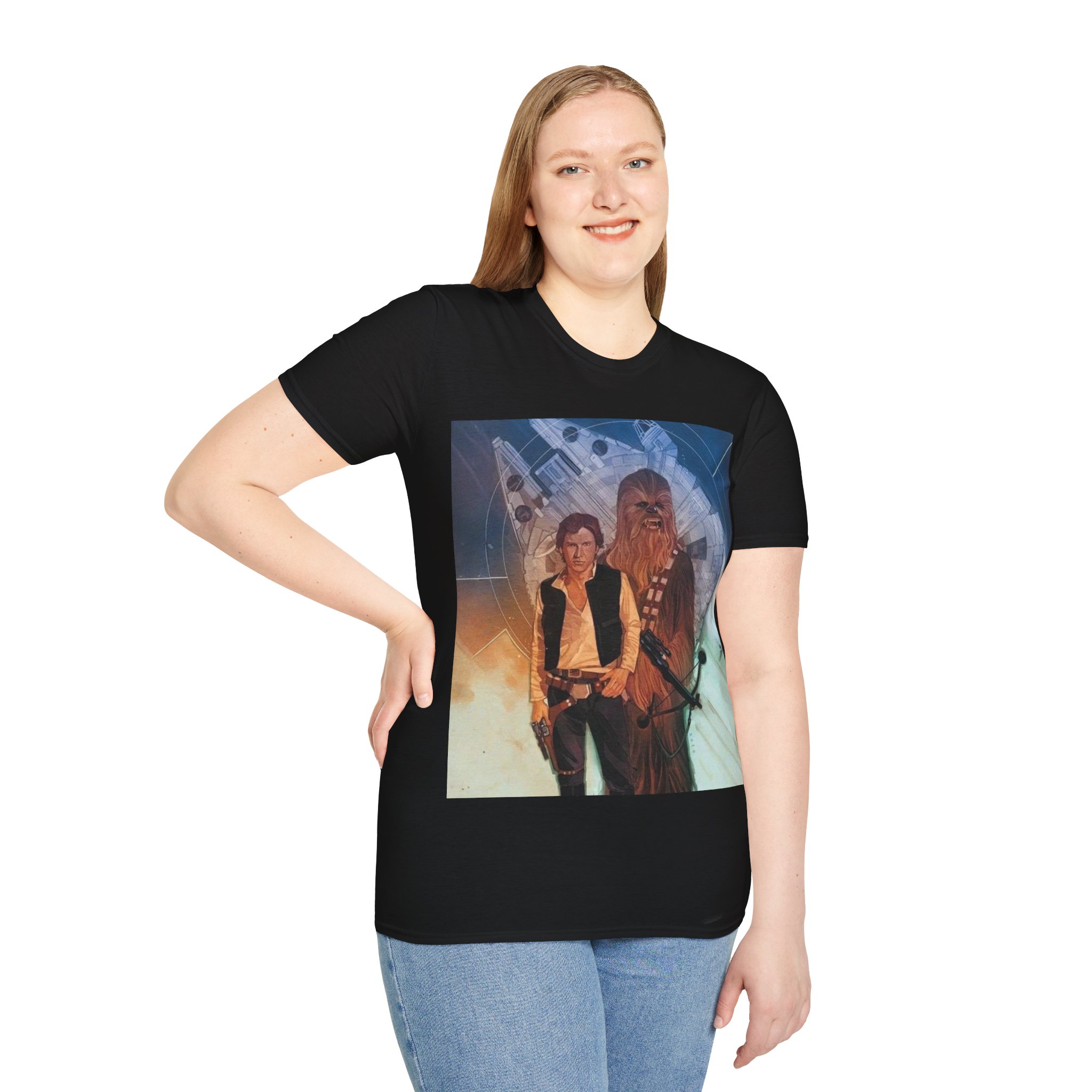Han Solo & Chewbacca Millennium Flight Graphic T‑Shirt - Image 4