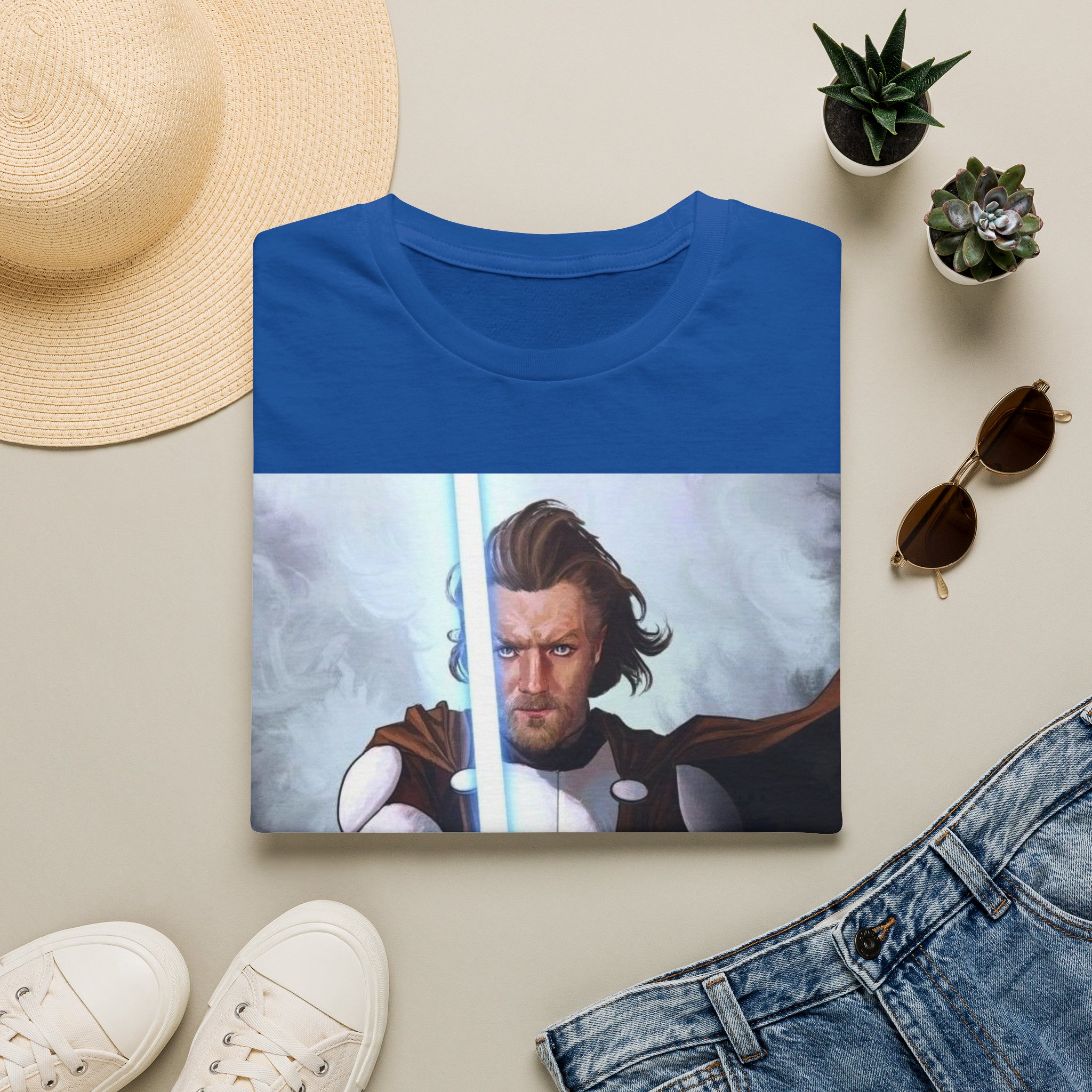 Obi‑Wan Kenobi Jedi Master Blue Saber Graphic Tee - Image 19