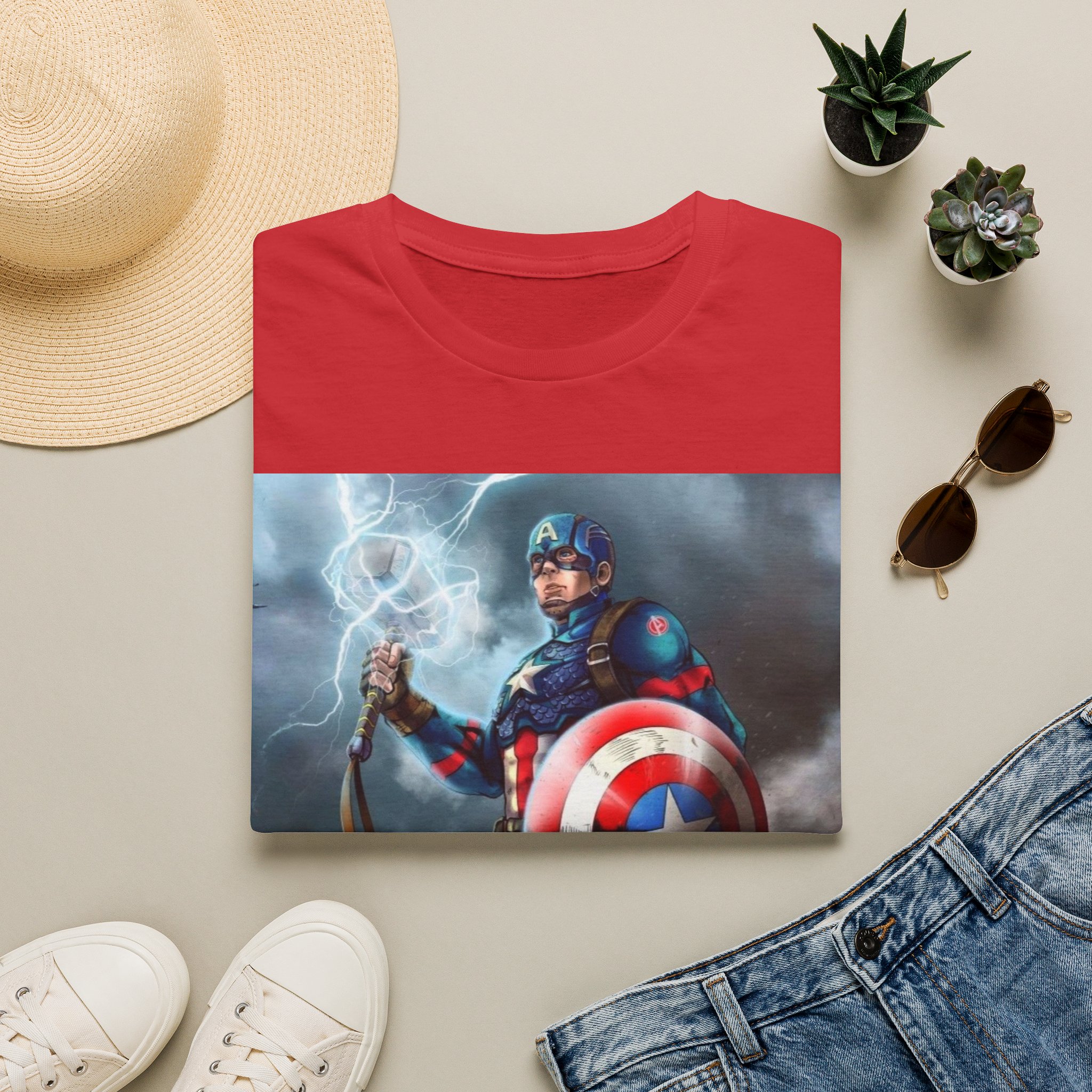 Captain America Lightning Shield Hero Graphic Tee - Image 28