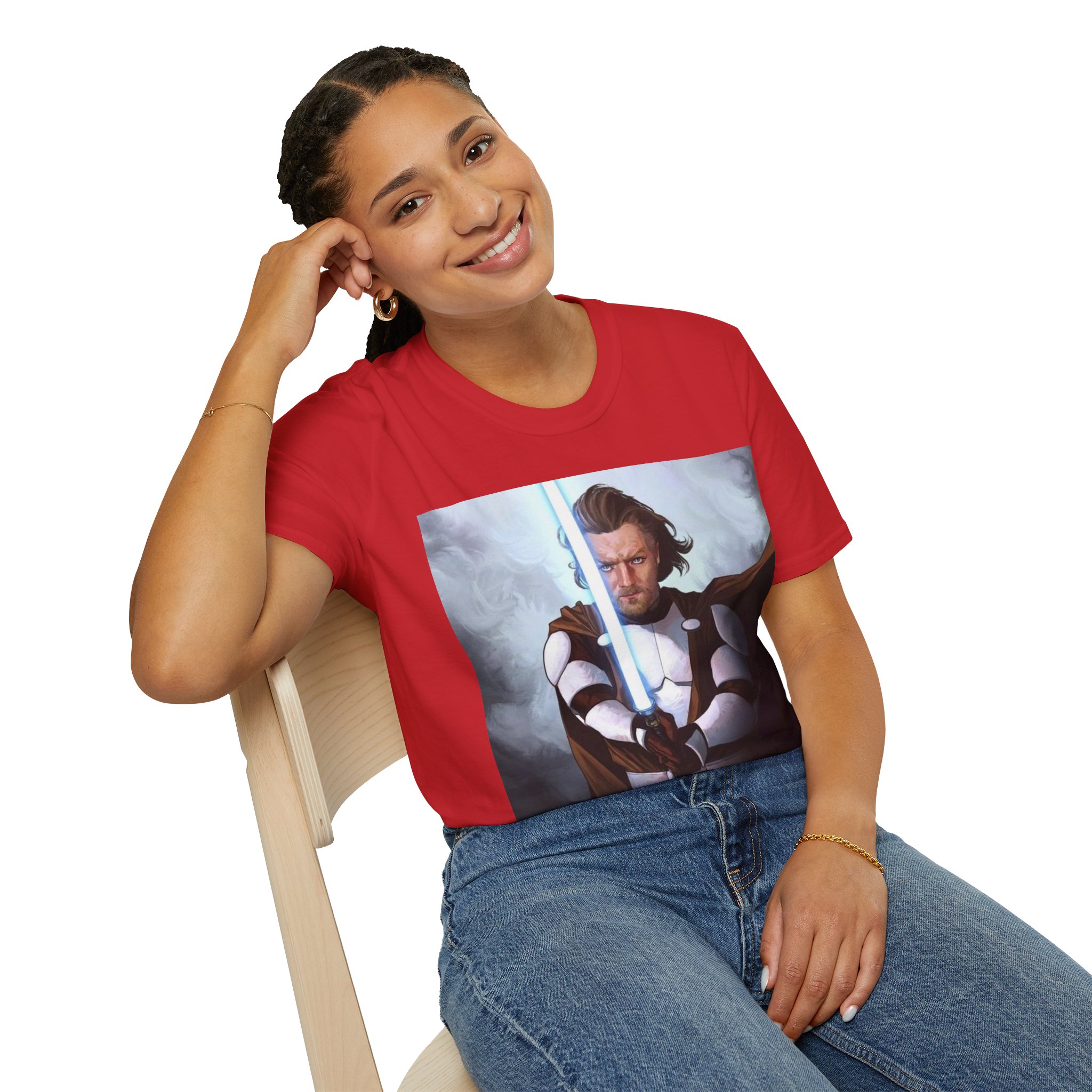 Obi‑Wan Kenobi Jedi Master Blue Saber Graphic Tee - Image 34
