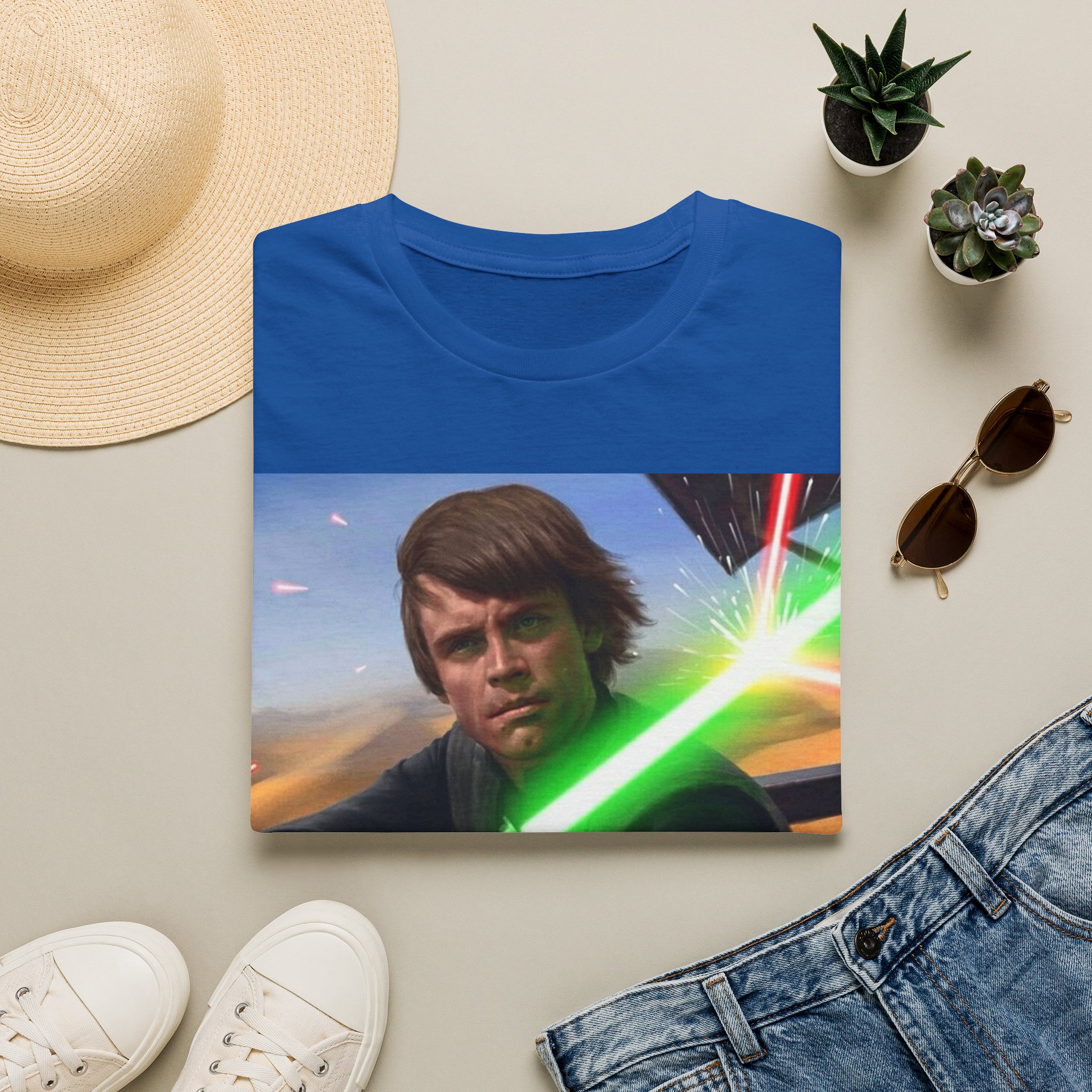 Luke Skywalker Green Saber Desert Battle Graphic Tee - Image 19