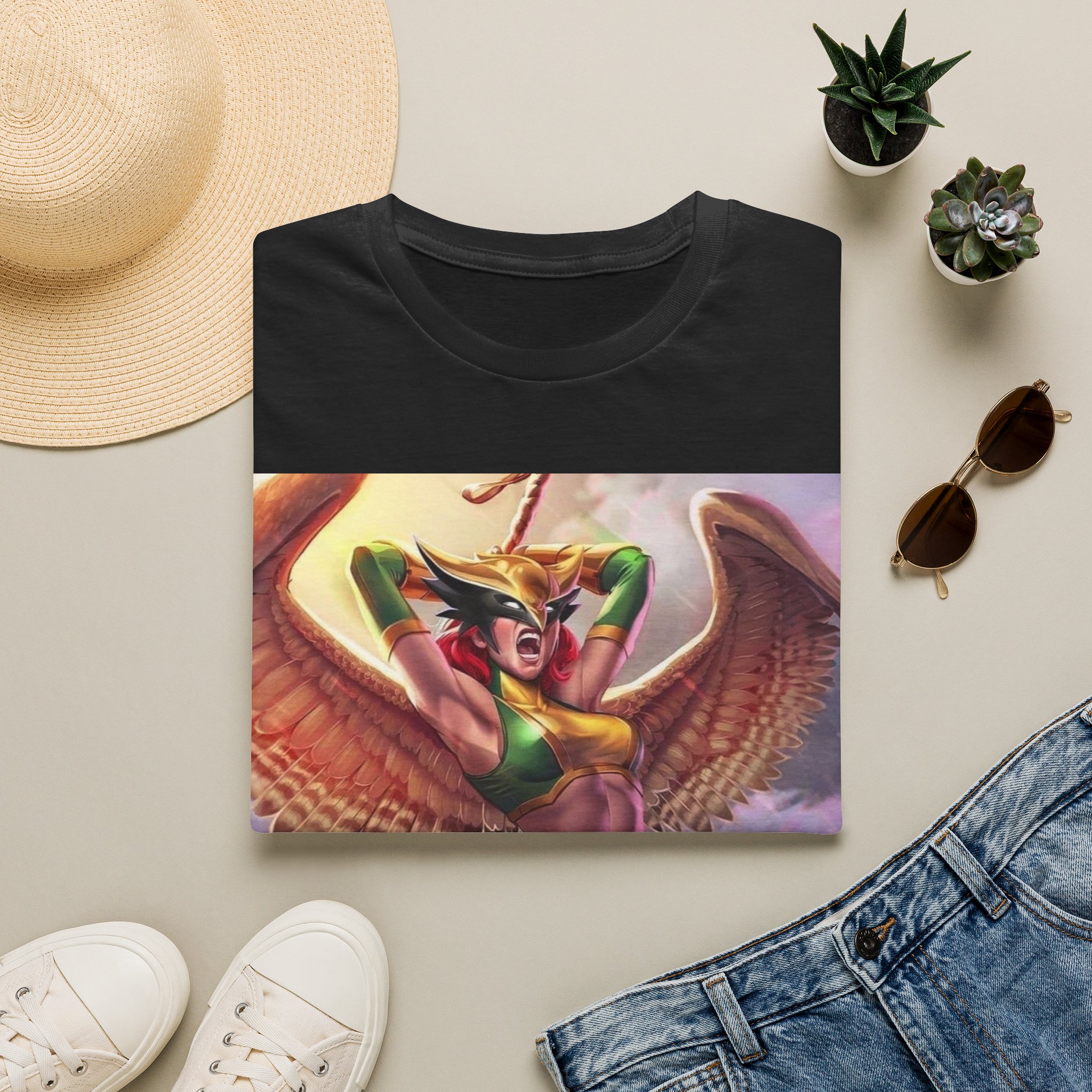 Hawkgirl Thunder Wings Battle Cry Graphic T‑Shirt - Image 2