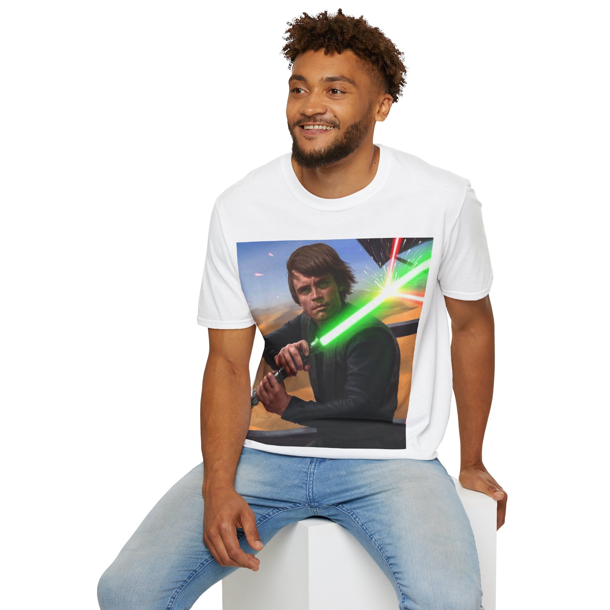 Luke Skywalker Green Saber Desert Battle Graphic Tee - Image 17