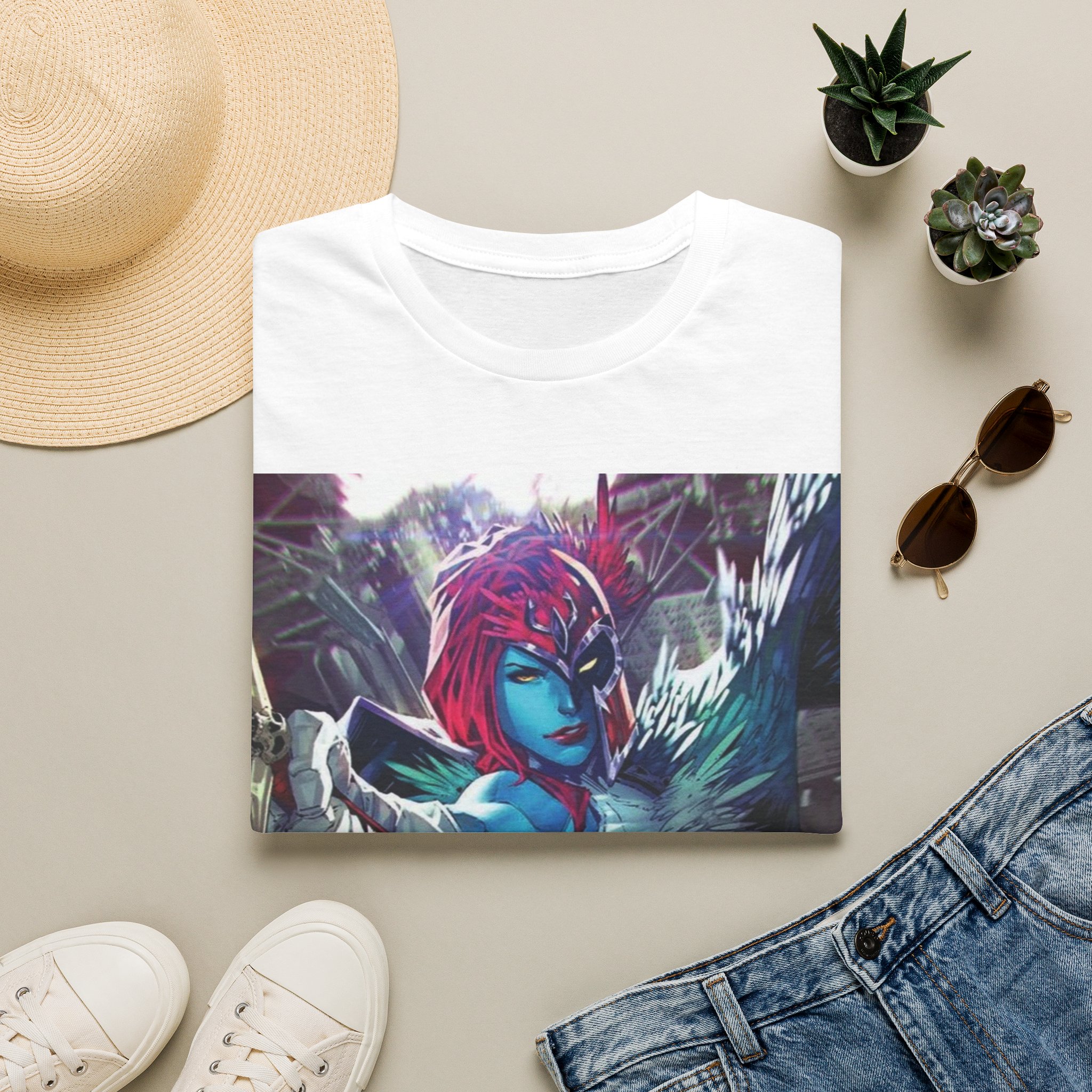 Mystique Winged Warrior Blue Mutant Comic Graphic Tee - Image 10