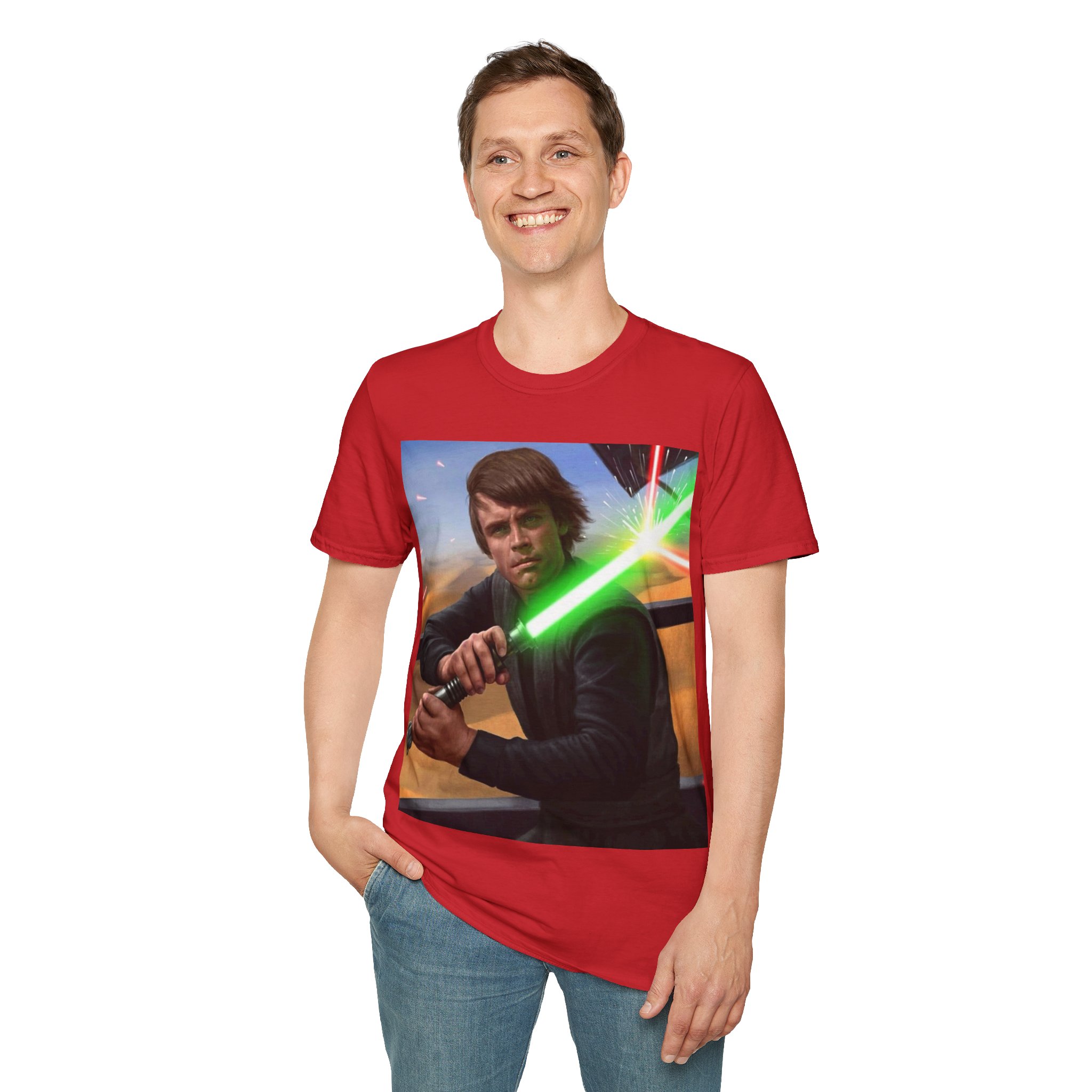 Luke Skywalker Green Saber Desert Battle Graphic Tee - Image 32