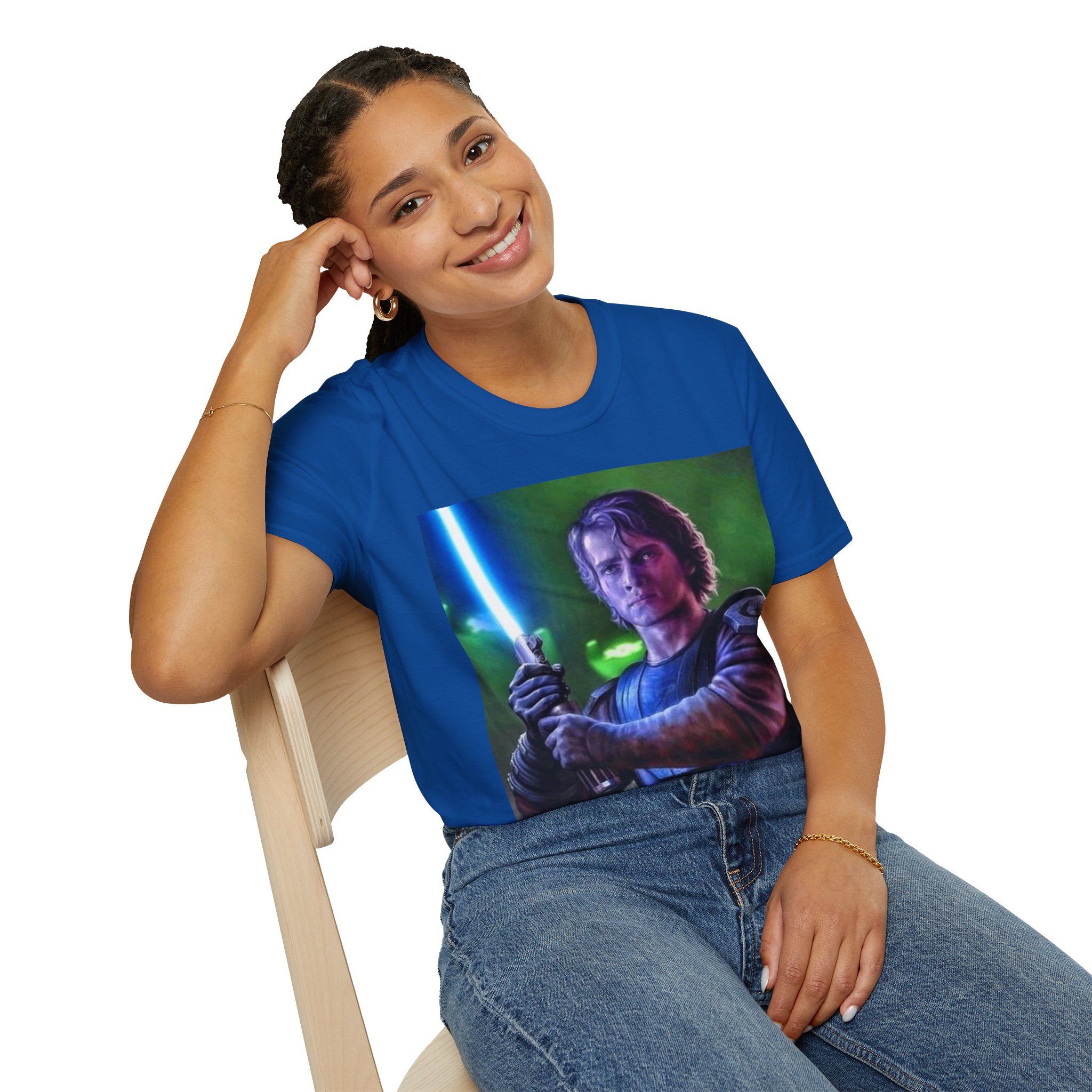 Anakin Skywalker Blue Saber Power Comic Graphic Tee - Image 25