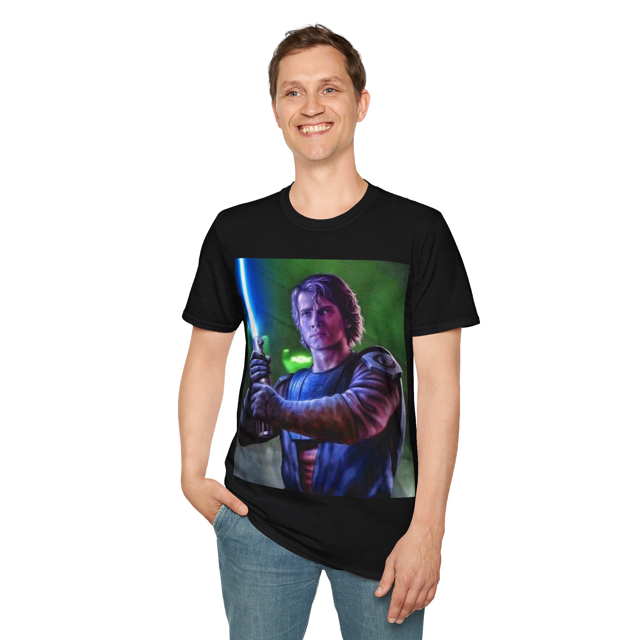 Anakin Skywalker Blue Saber Power Comic Graphic Tee - Image 5
