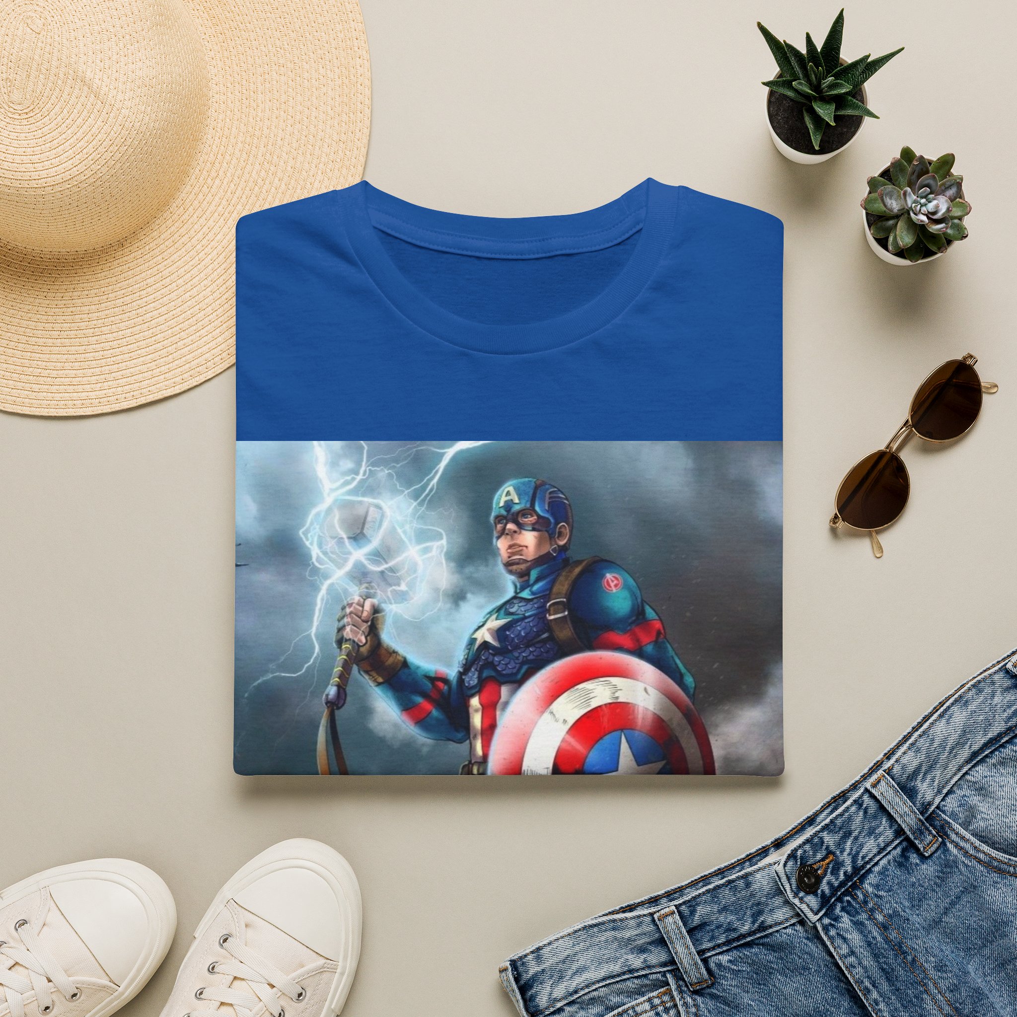 Captain America Lightning Shield Hero Graphic Tee - Image 19