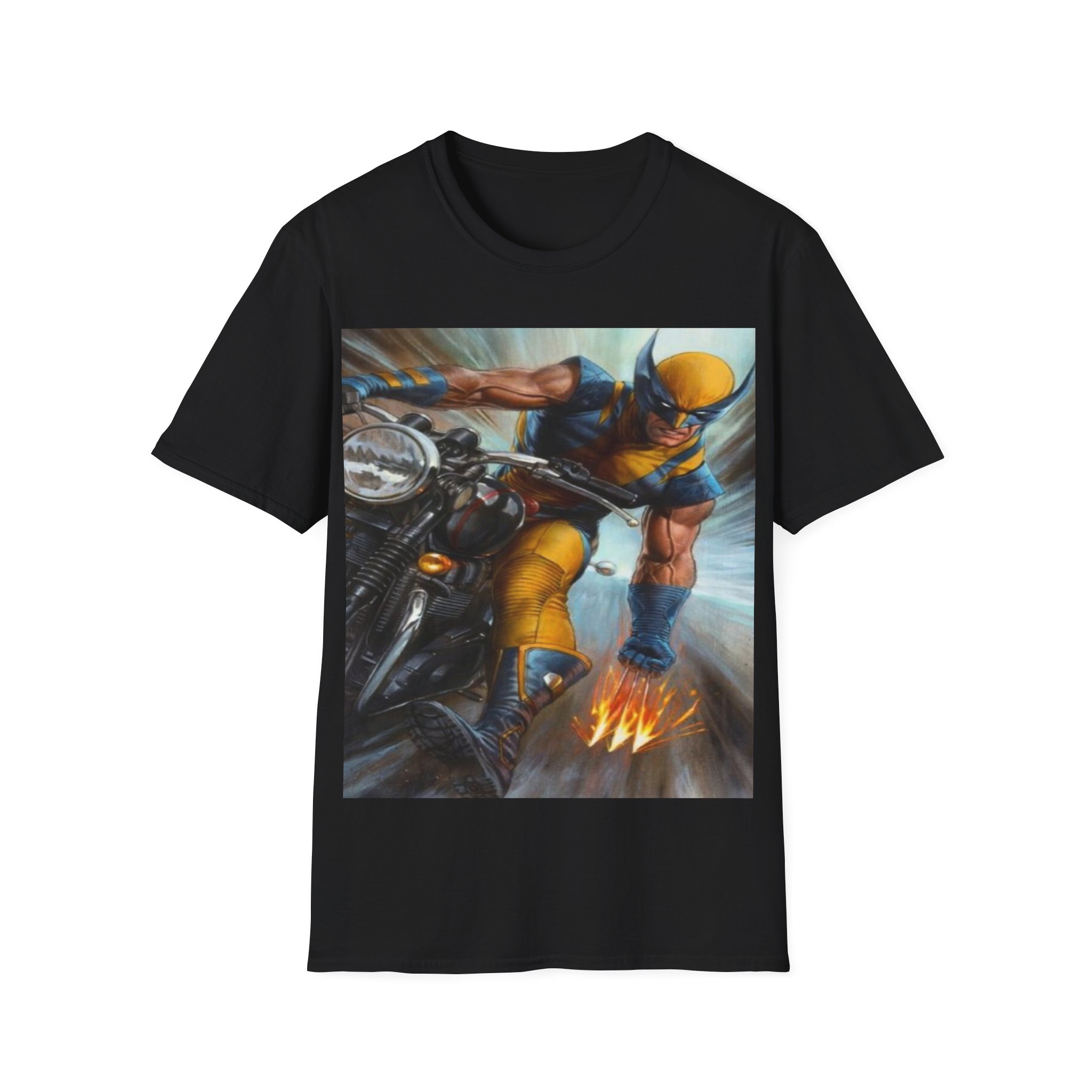 Wolverine Motorcycle Graphic T-Shirt — Vintage Comic Hero Tee