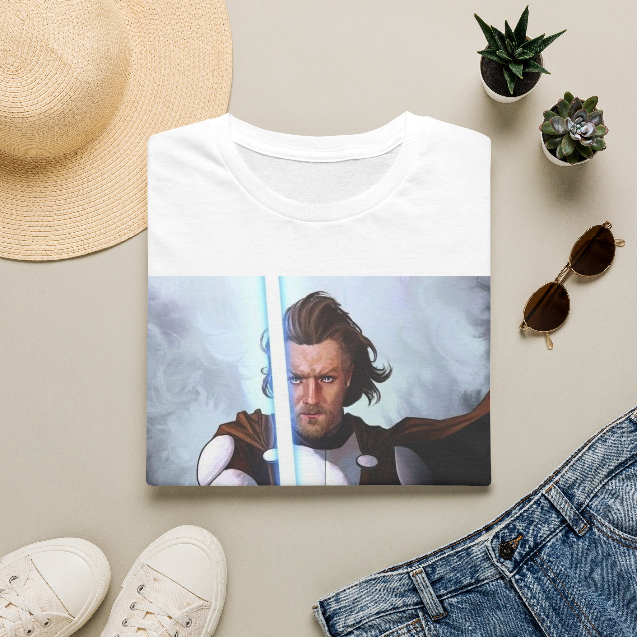 Obi‑Wan Kenobi Jedi Master Blue Saber Graphic Tee - Image 10