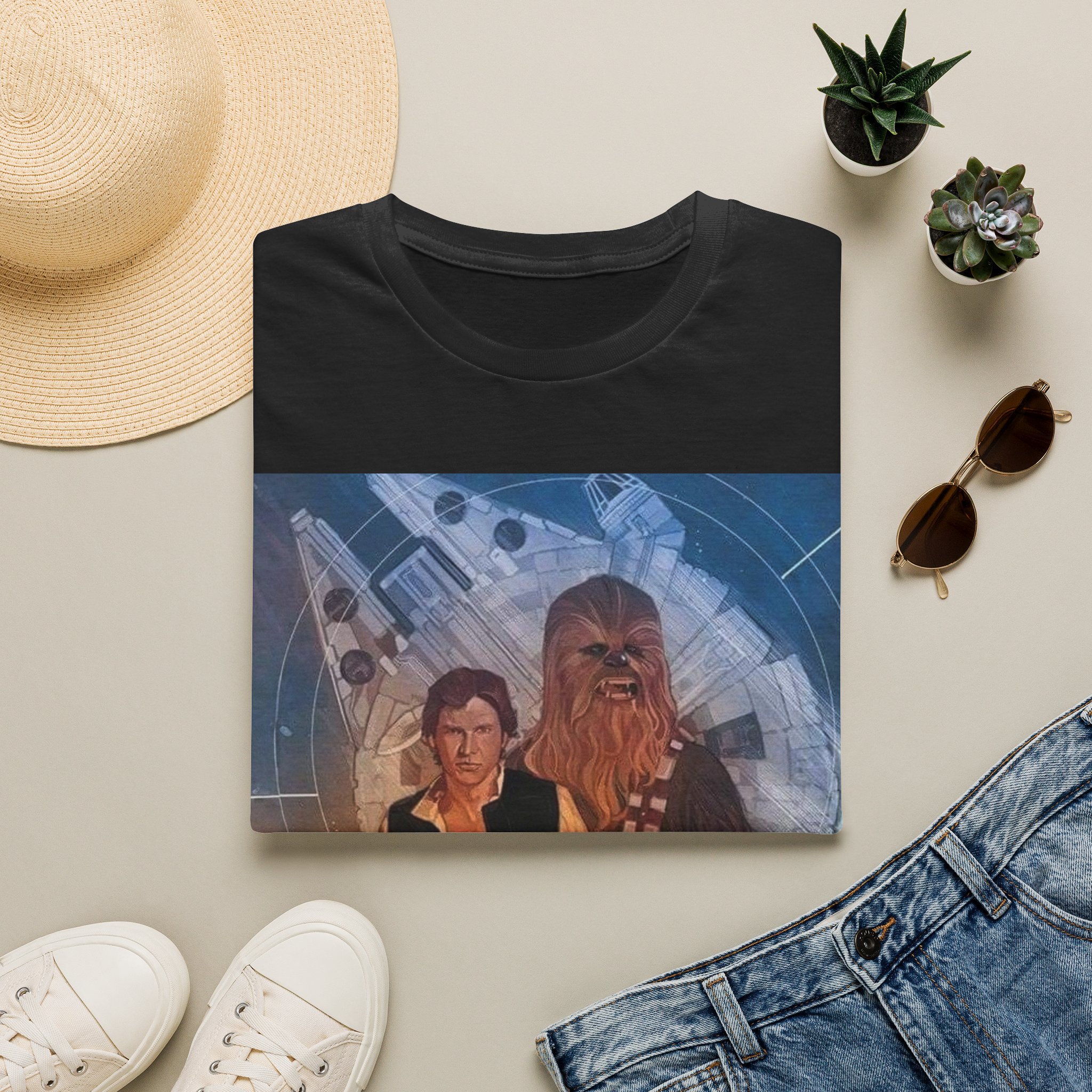 Han Solo & Chewbacca Millennium Flight Graphic T‑Shirt - Image 2