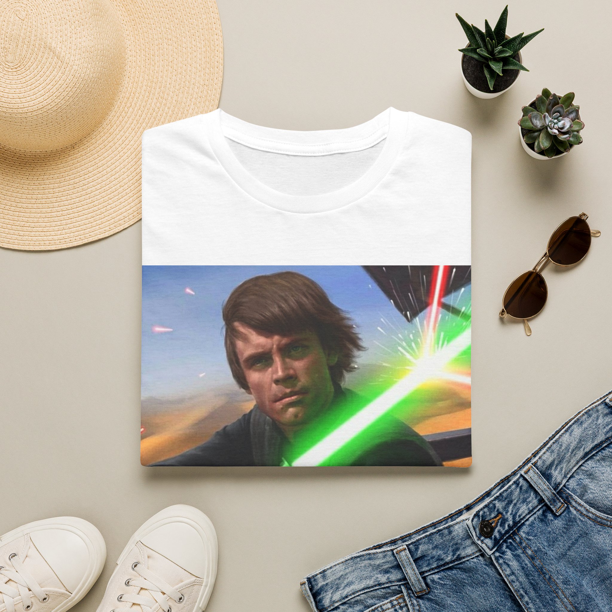 Luke Skywalker Green Saber Desert Battle Graphic Tee - Image 10