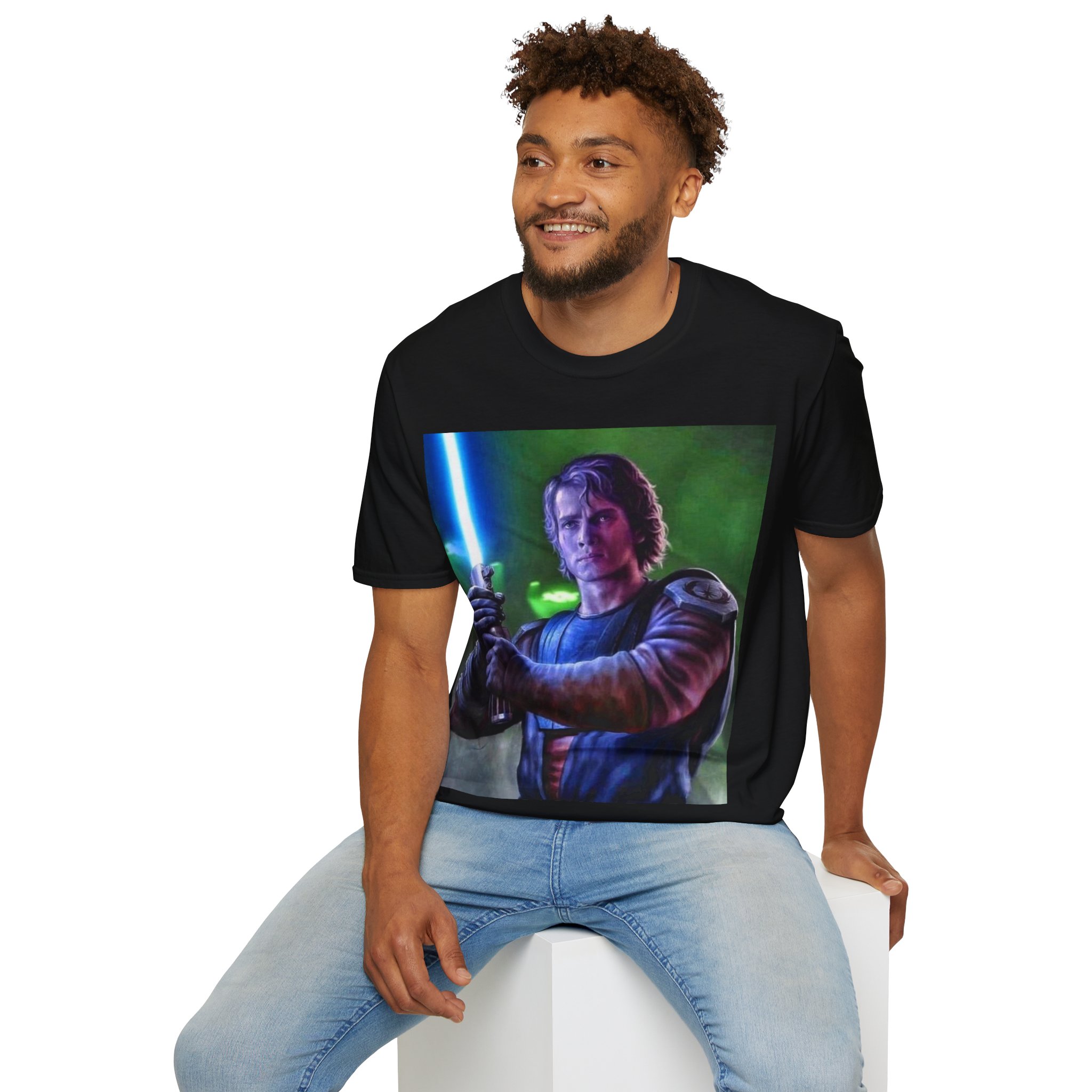 Anakin Skywalker Blue Saber Power Comic Graphic Tee - Image 8