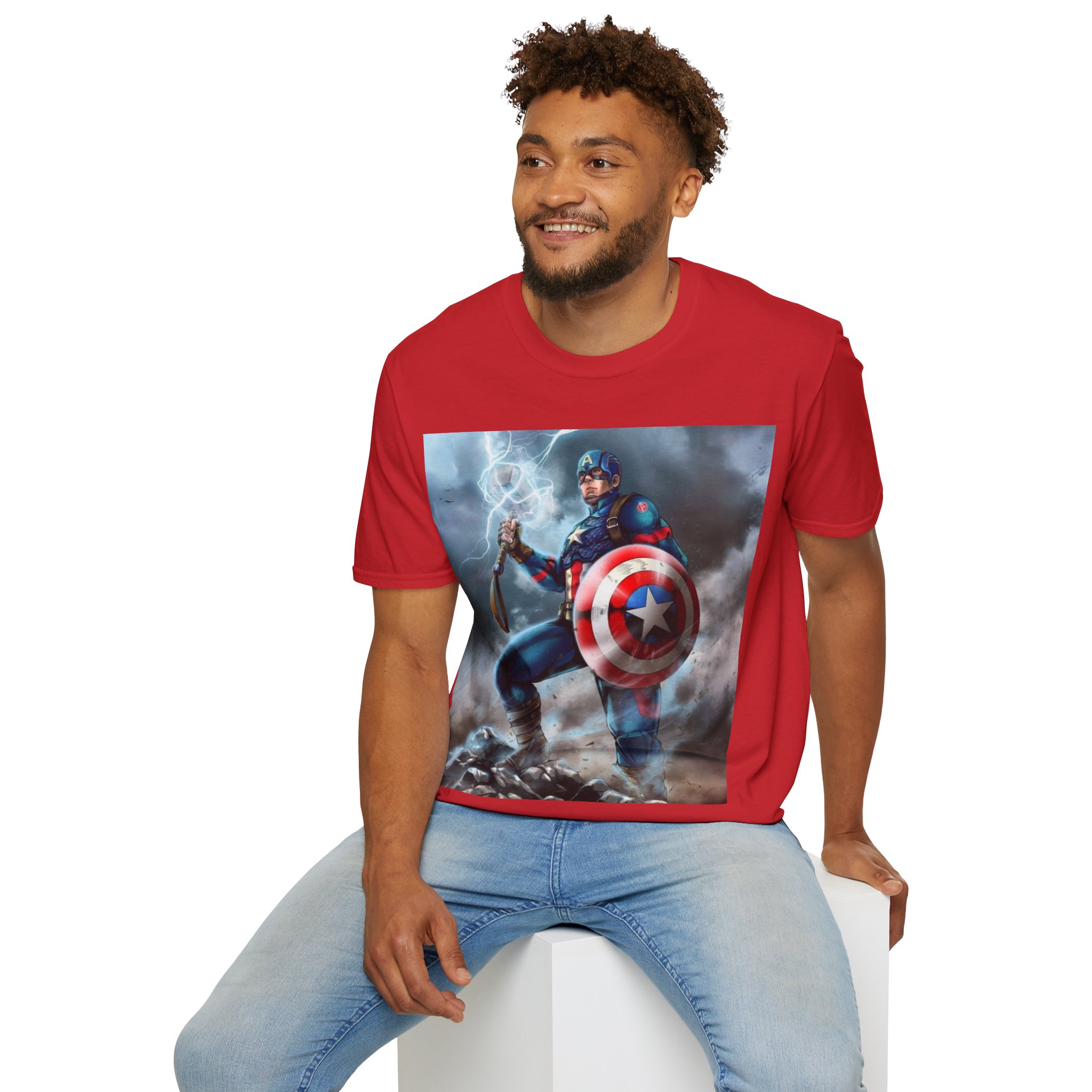 Captain America Lightning Shield Hero Graphic Tee - Image 35