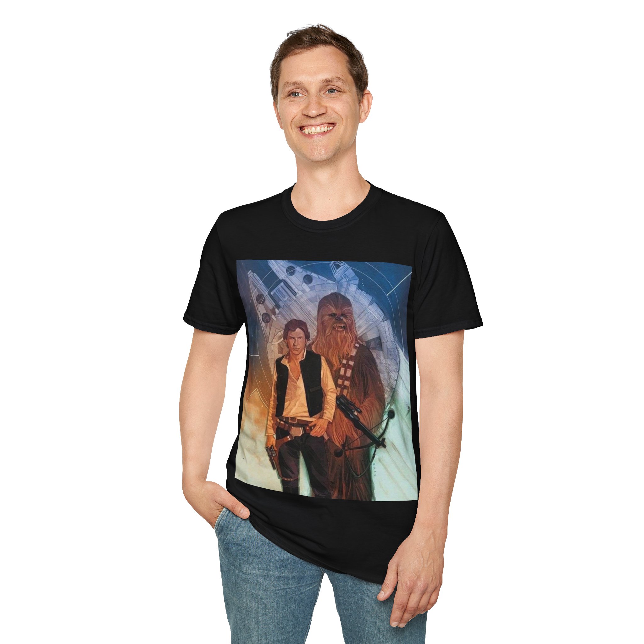Han Solo & Chewbacca Millennium Flight Graphic T‑Shirt - Image 5