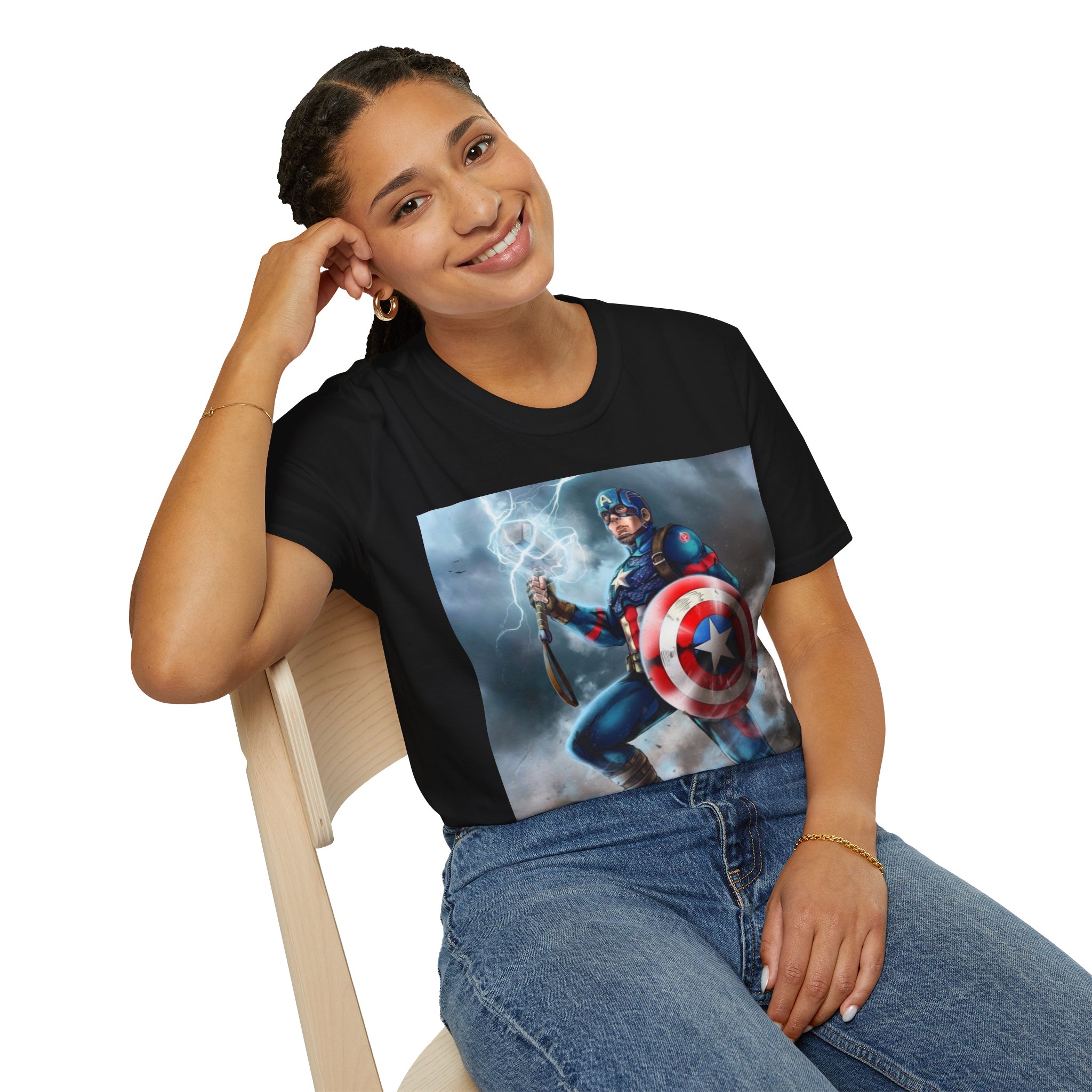 Captain America Lightning Shield Hero Graphic Tee - Image 7