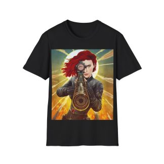 Black Widow Sniper Focus Comic Art Graphic Tee