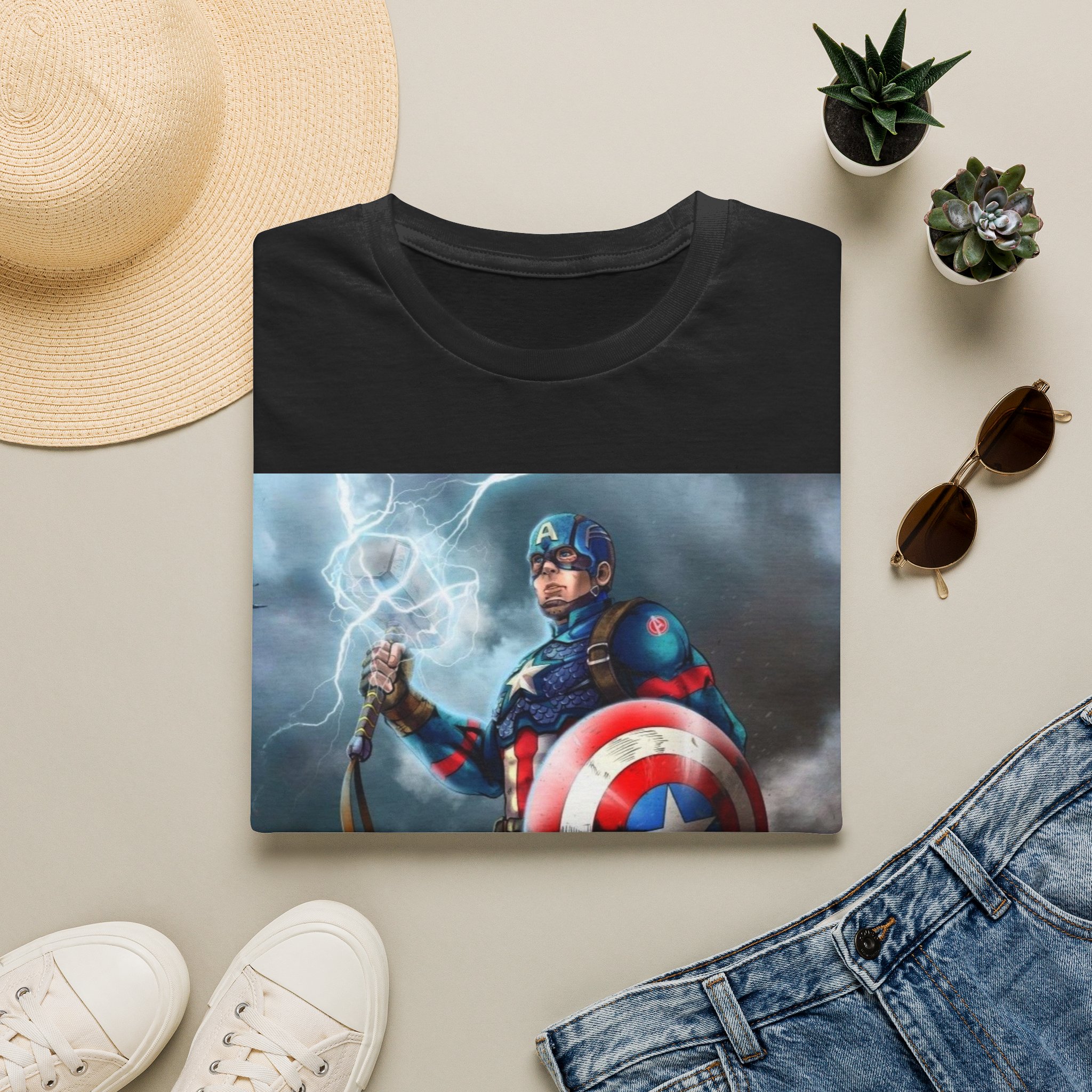 Captain America Lightning Shield Hero Graphic Tee - Image 2