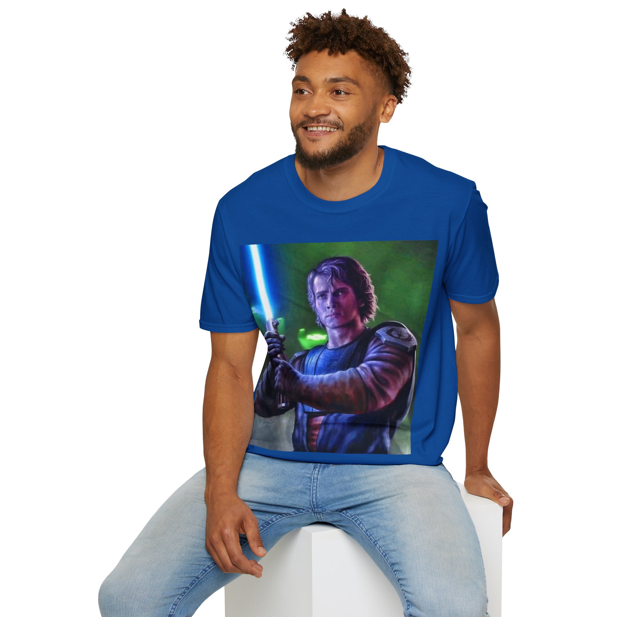 Anakin Skywalker Blue Saber Power Comic Graphic Tee - Image 26