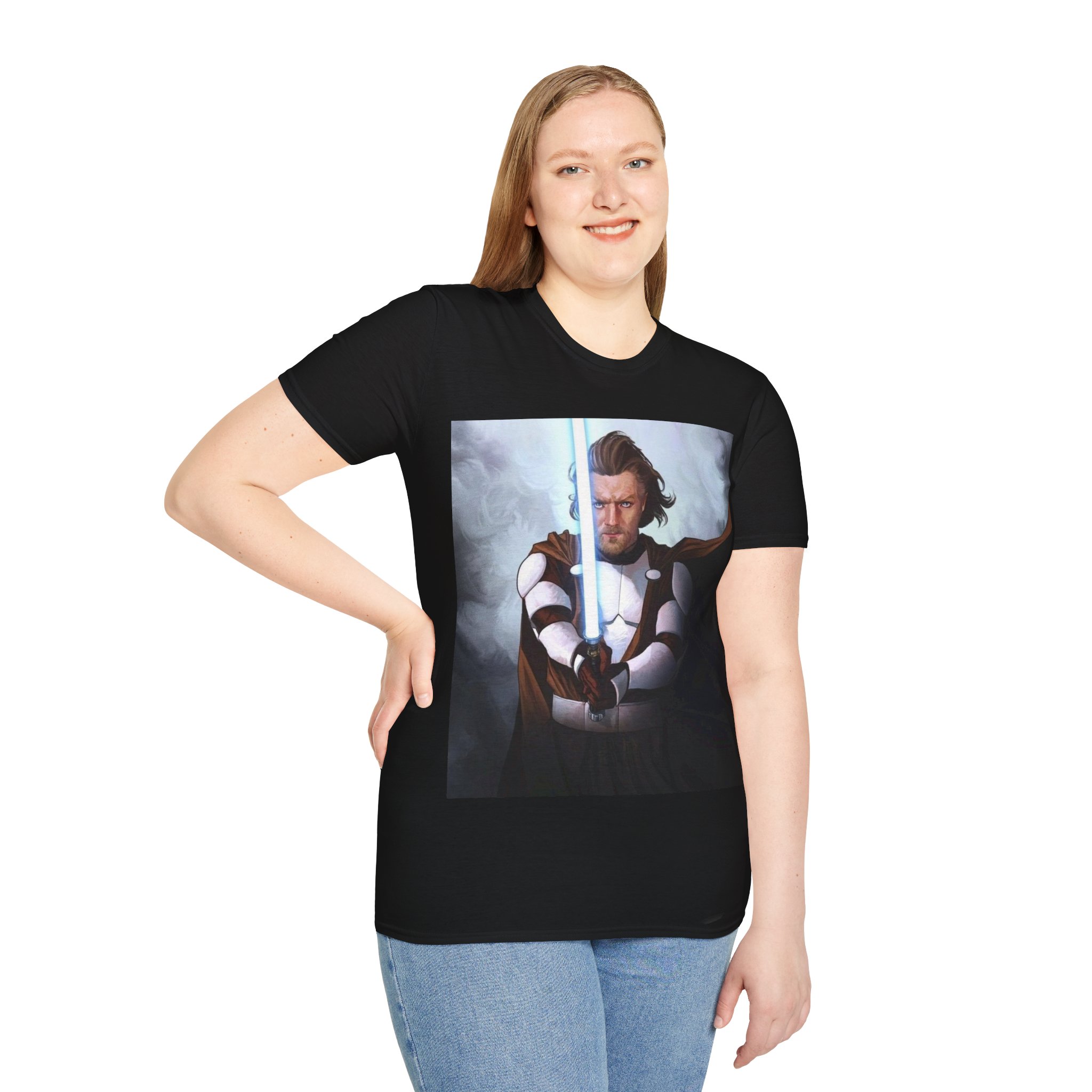 Obi‑Wan Kenobi Jedi Master Blue Saber Graphic Tee - Image 4