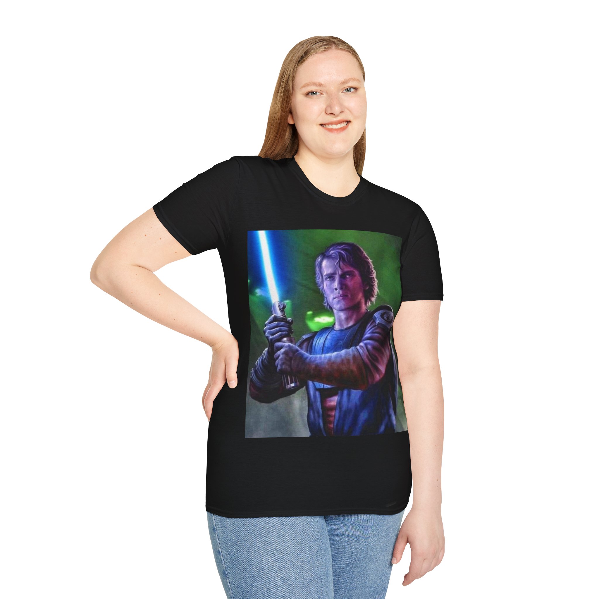 Anakin Skywalker Blue Saber Power Comic Graphic Tee - Image 4