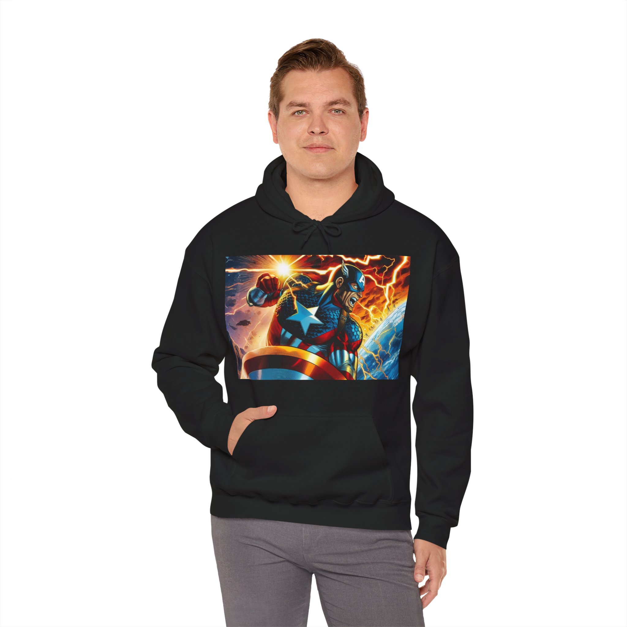 Captain America Shield Marvel Heroic Graphic Hoodie - Image 9
