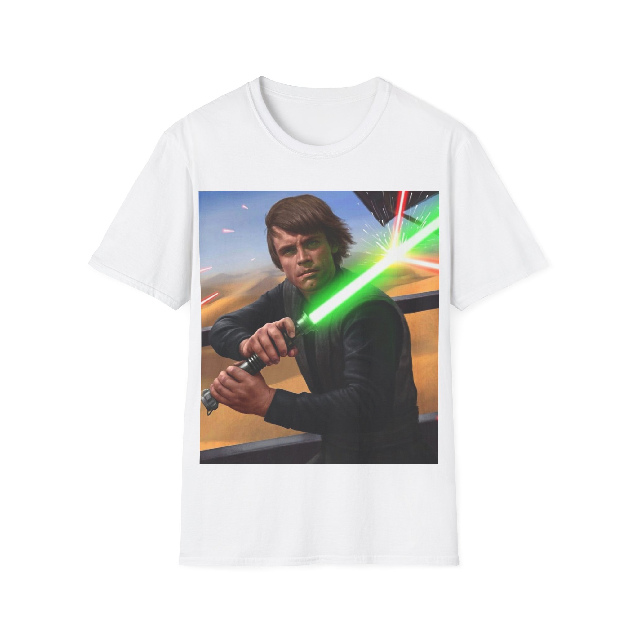 Luke Skywalker Green Saber Desert Battle Graphic Tee - Image 11
