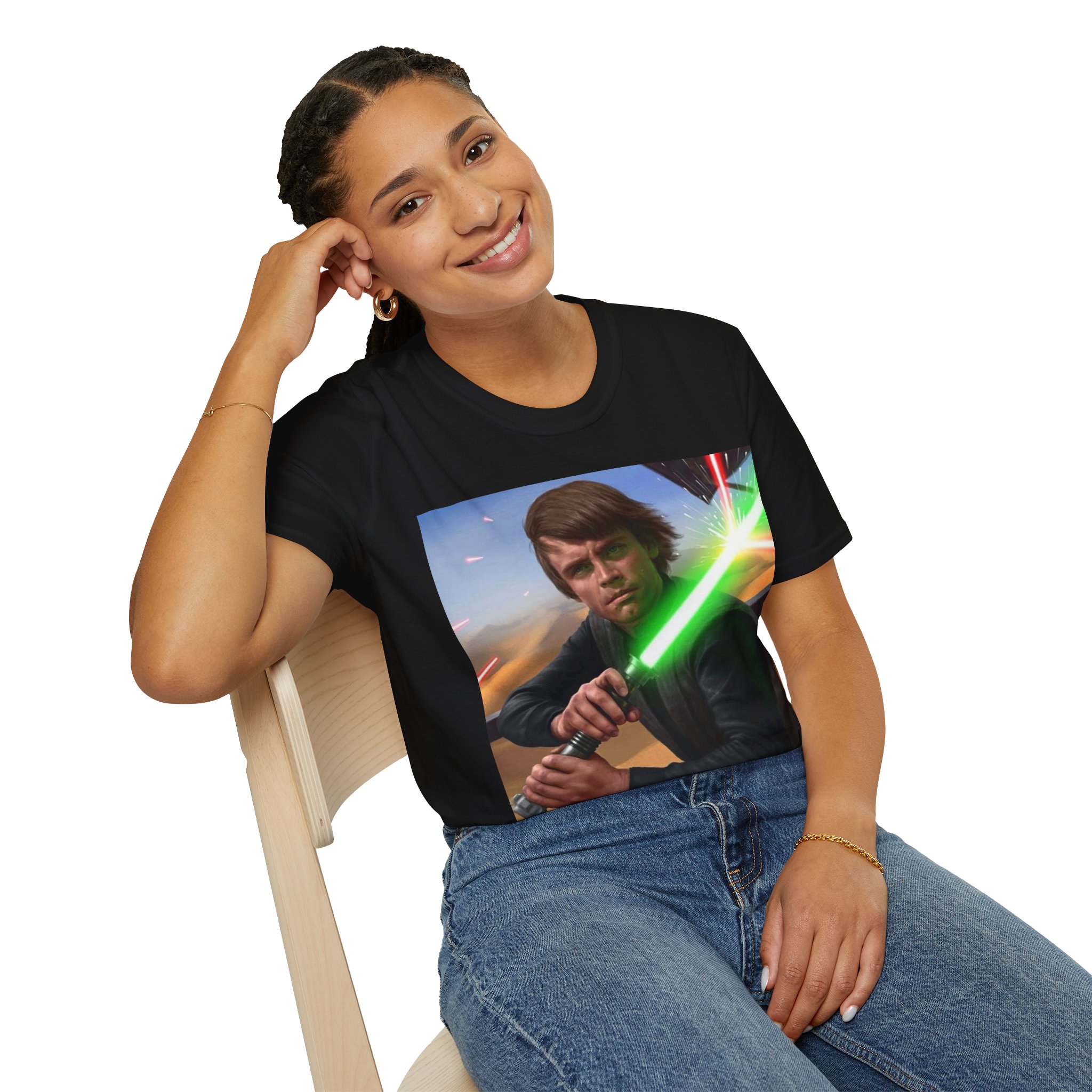 Luke Skywalker Green Saber Desert Battle Graphic Tee - Image 7