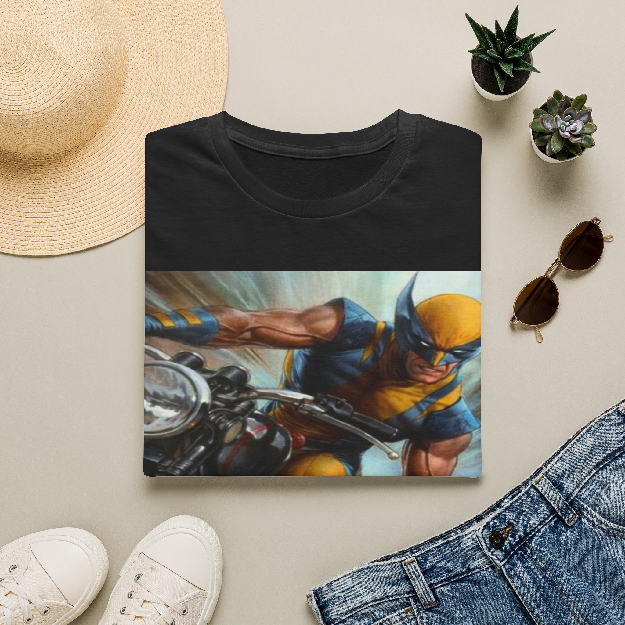 Wolverine Motorcycle Graphic T-Shirt — Vintage Comic Hero Tee - Image 2