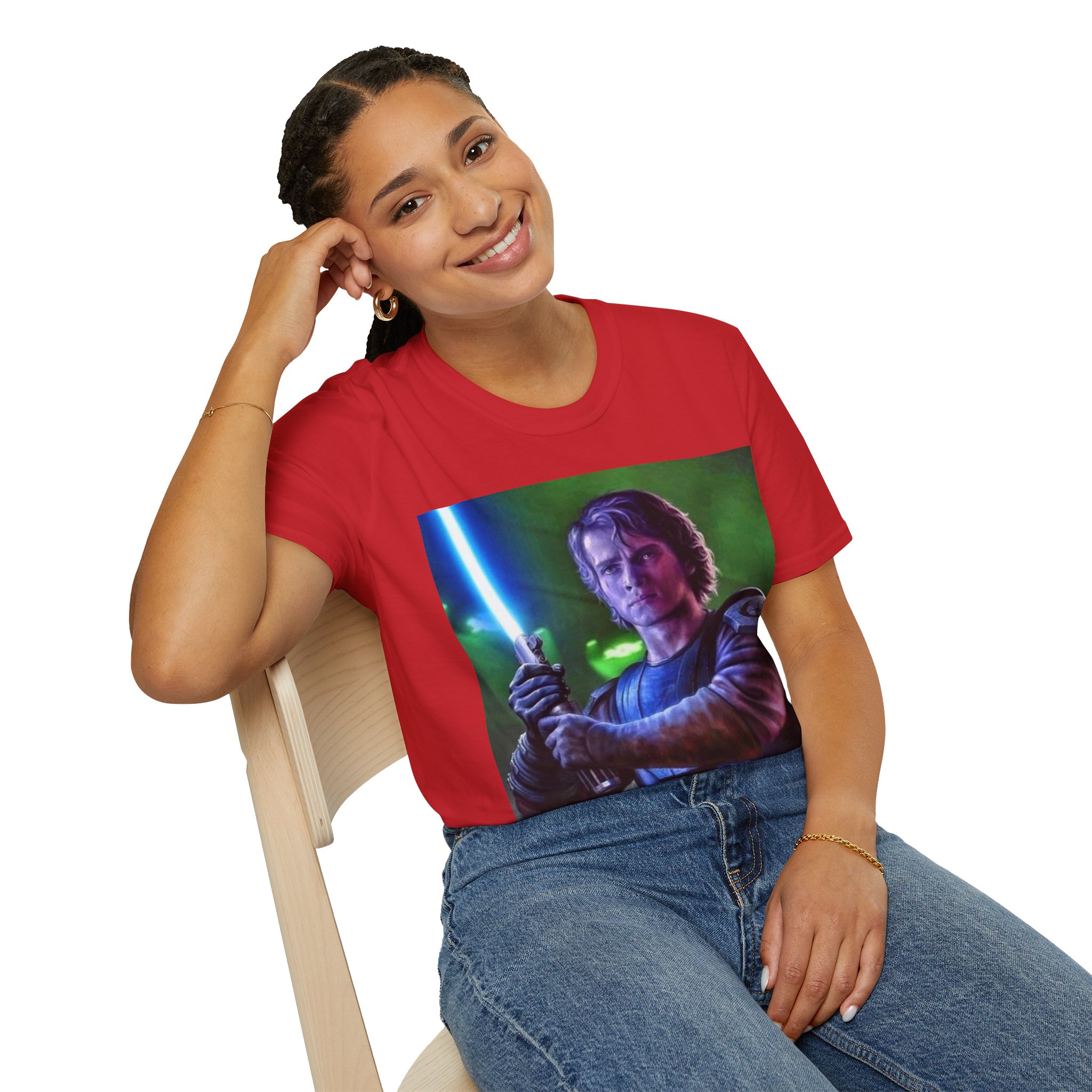 Anakin Skywalker Blue Saber Power Comic Graphic Tee - Image 34
