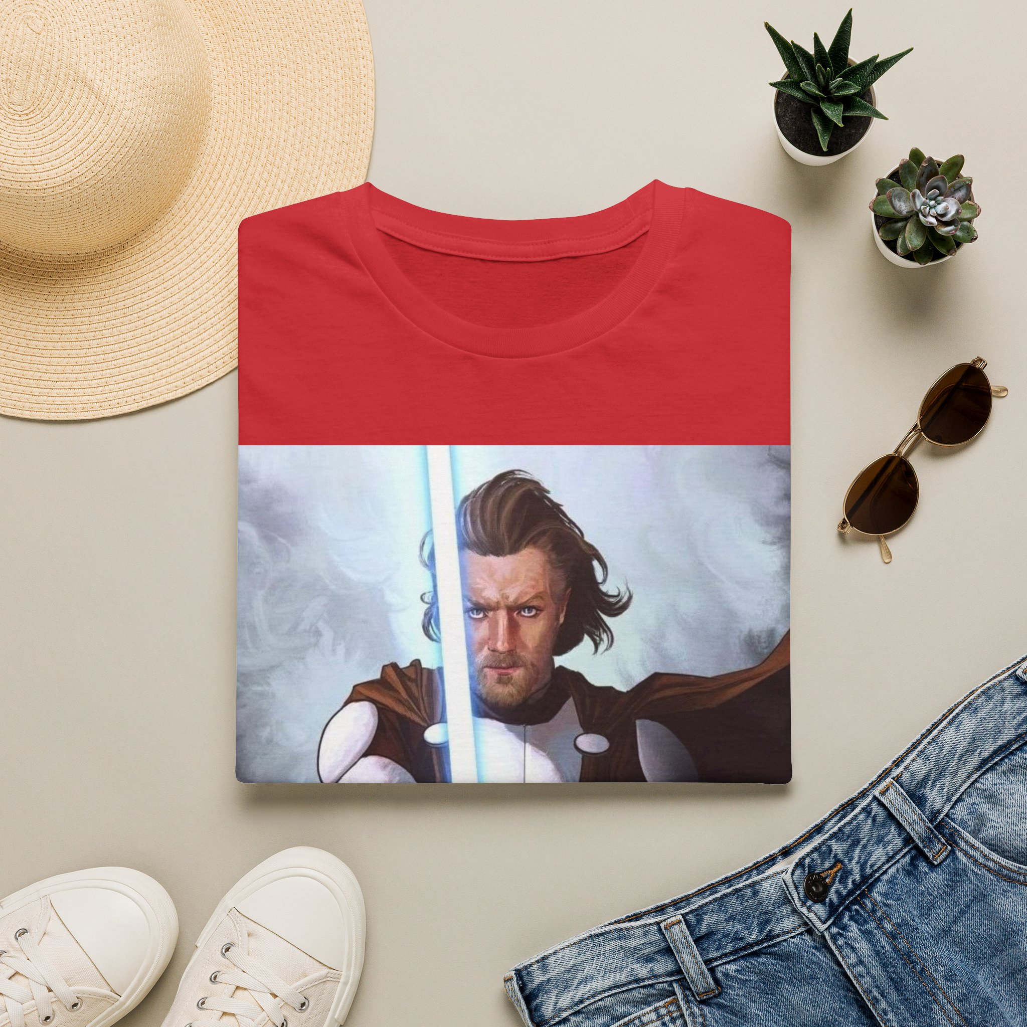 Obi‑Wan Kenobi Jedi Master Blue Saber Graphic Tee - Image 28