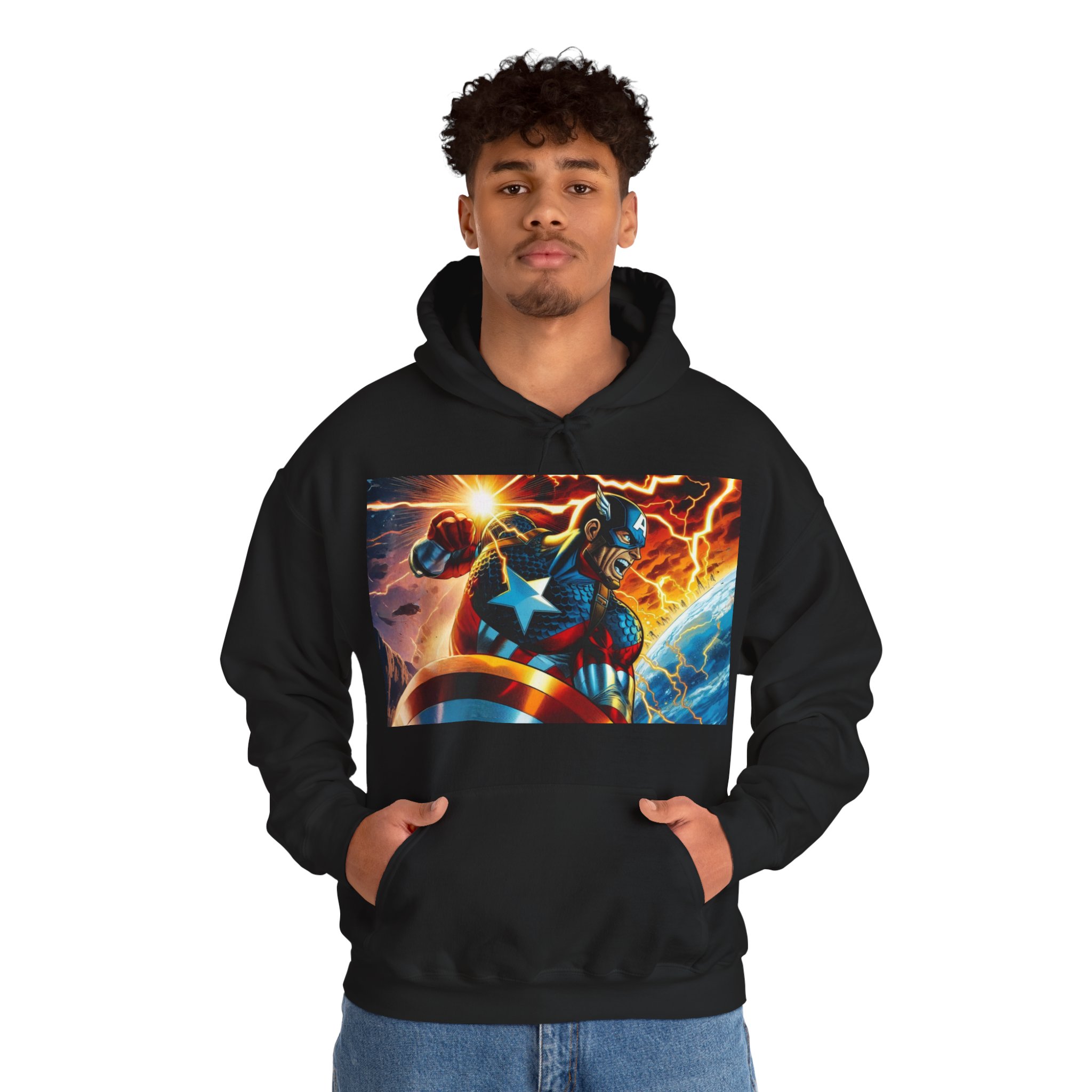 Captain America Shield Marvel Heroic Graphic Hoodie - Image 7