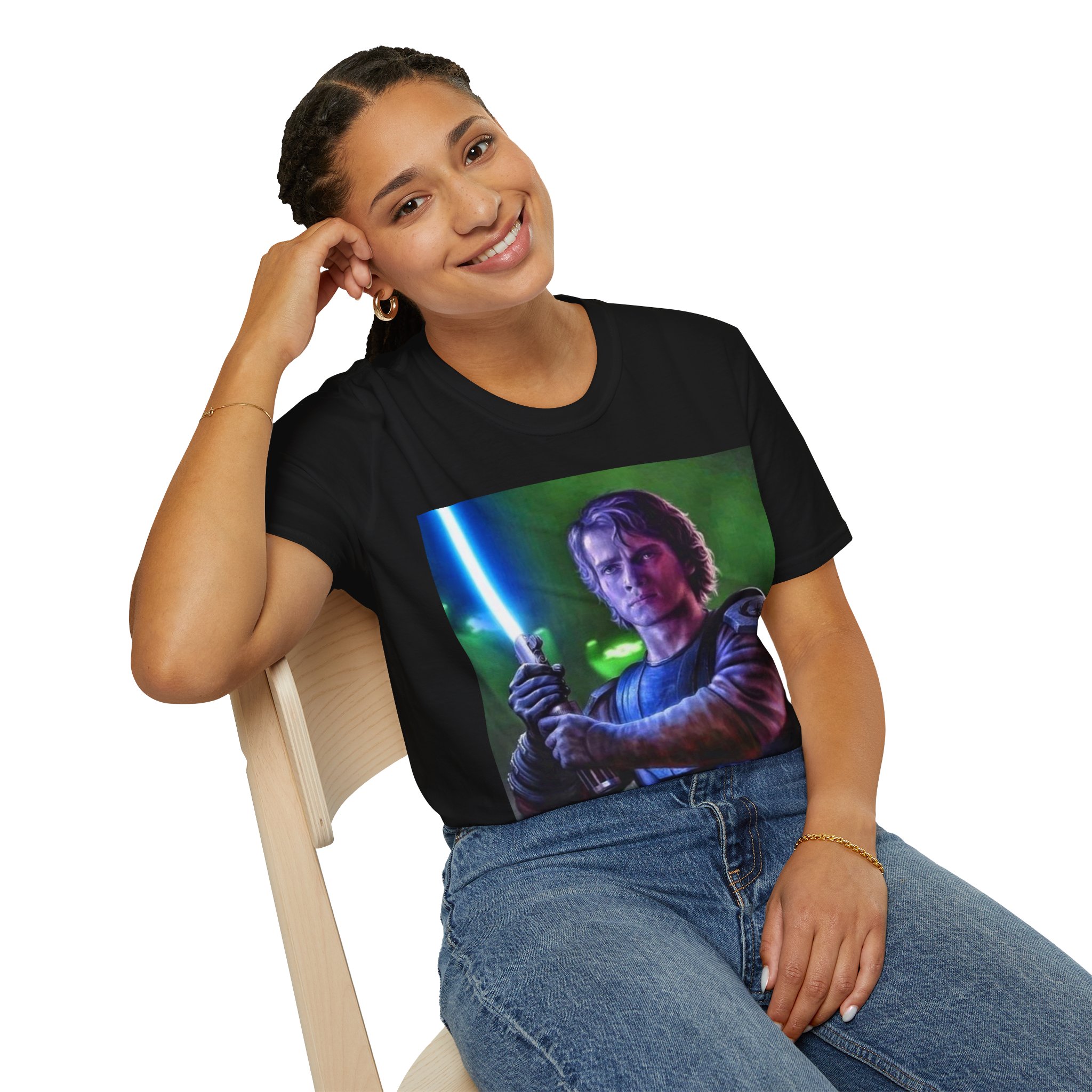 Anakin Skywalker Blue Saber Power Comic Graphic Tee - Image 7