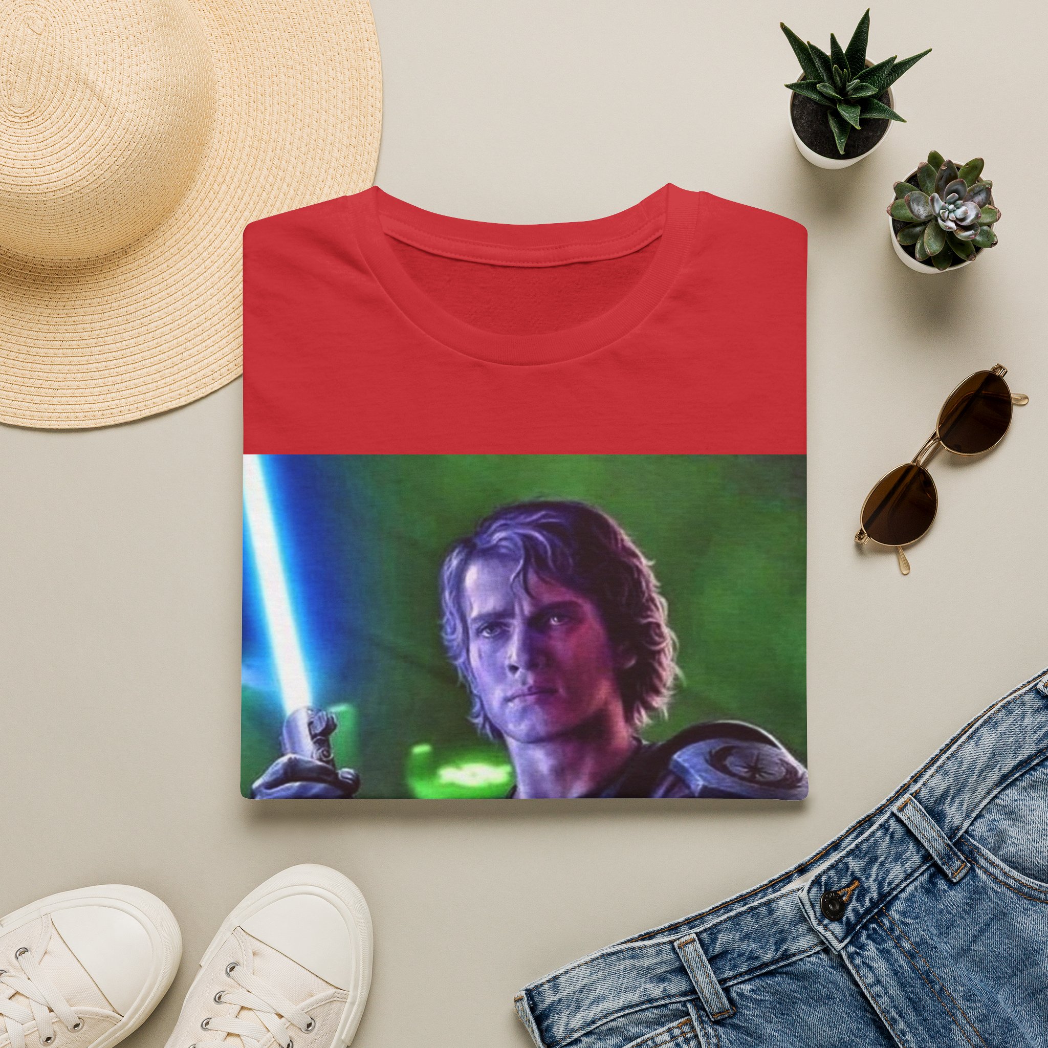 Anakin Skywalker Blue Saber Power Comic Graphic Tee - Image 28