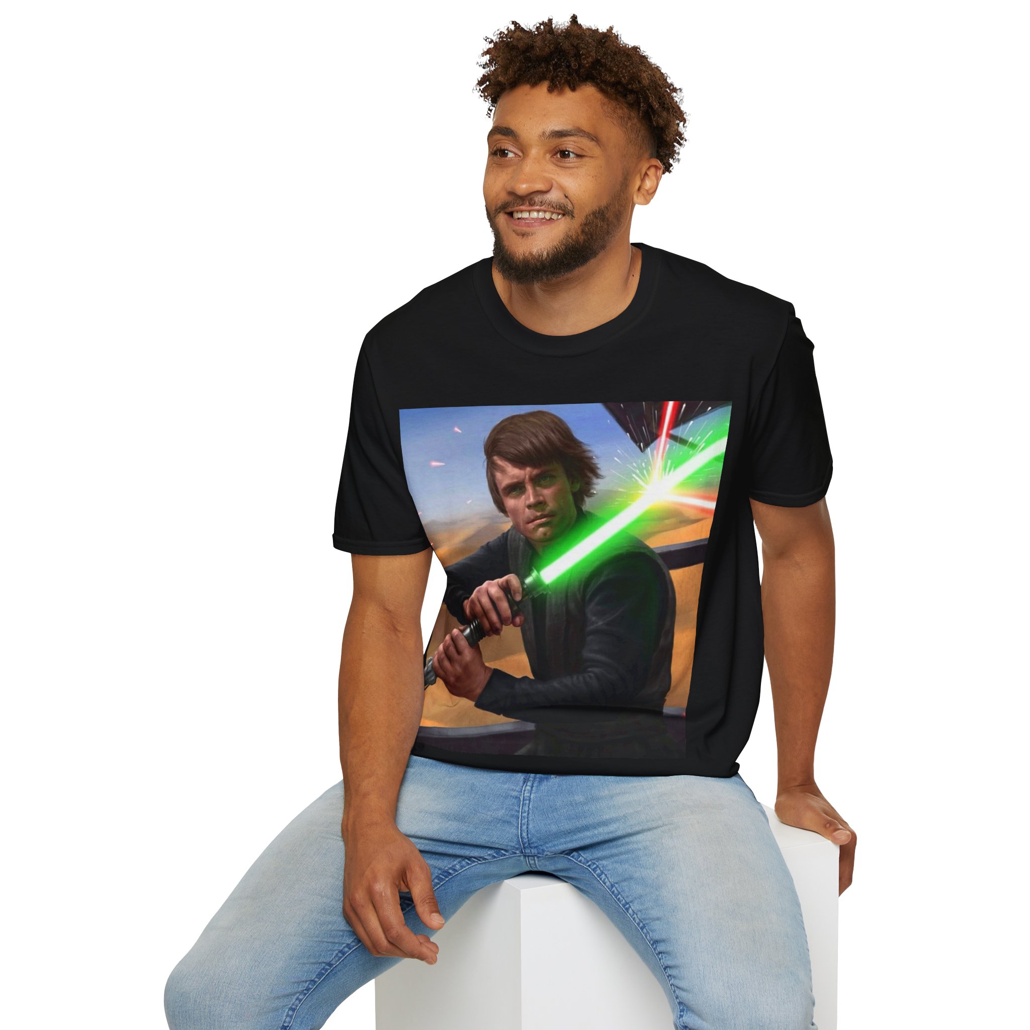 Luke Skywalker Green Saber Desert Battle Graphic Tee - Image 8