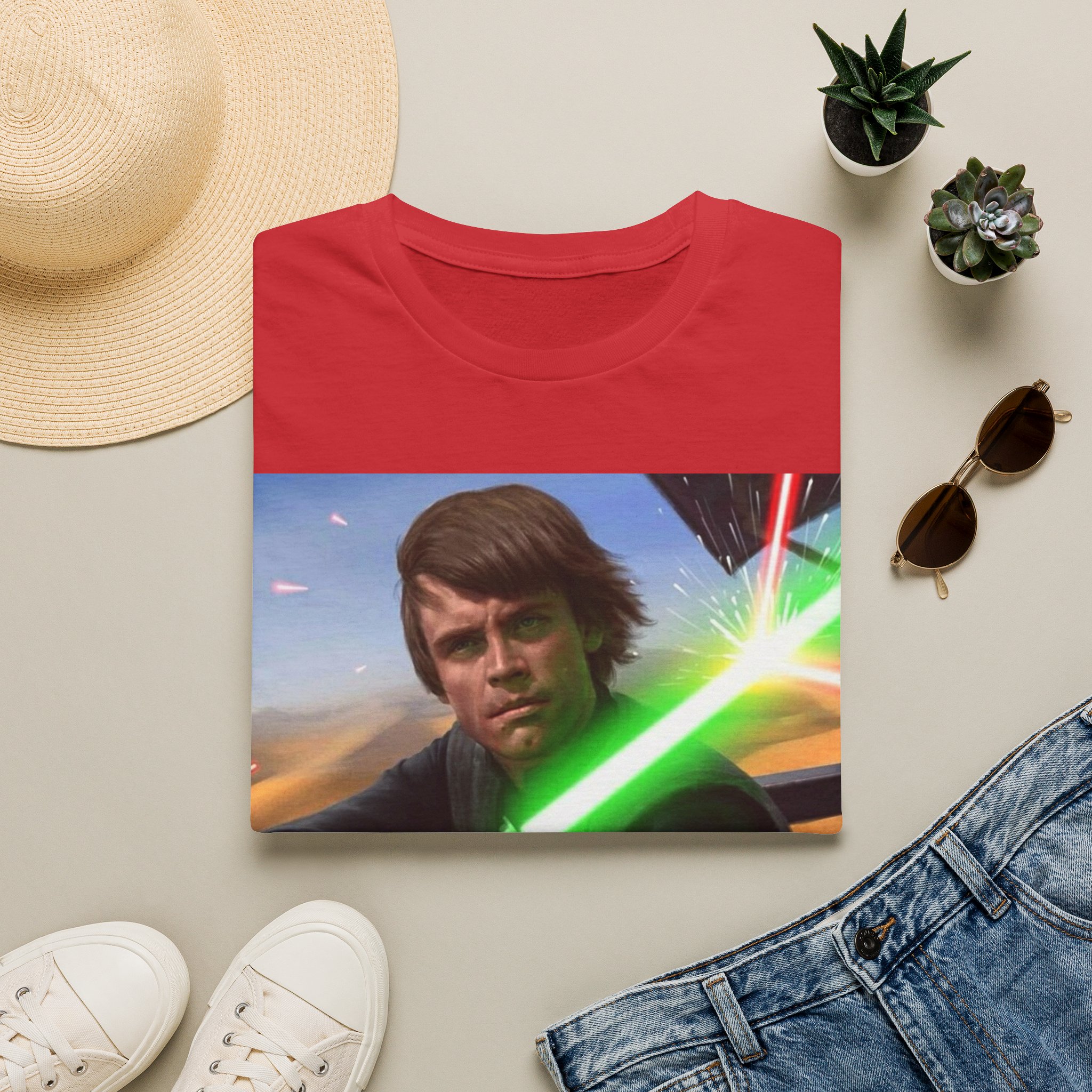 Luke Skywalker Green Saber Desert Battle Graphic Tee - Image 28