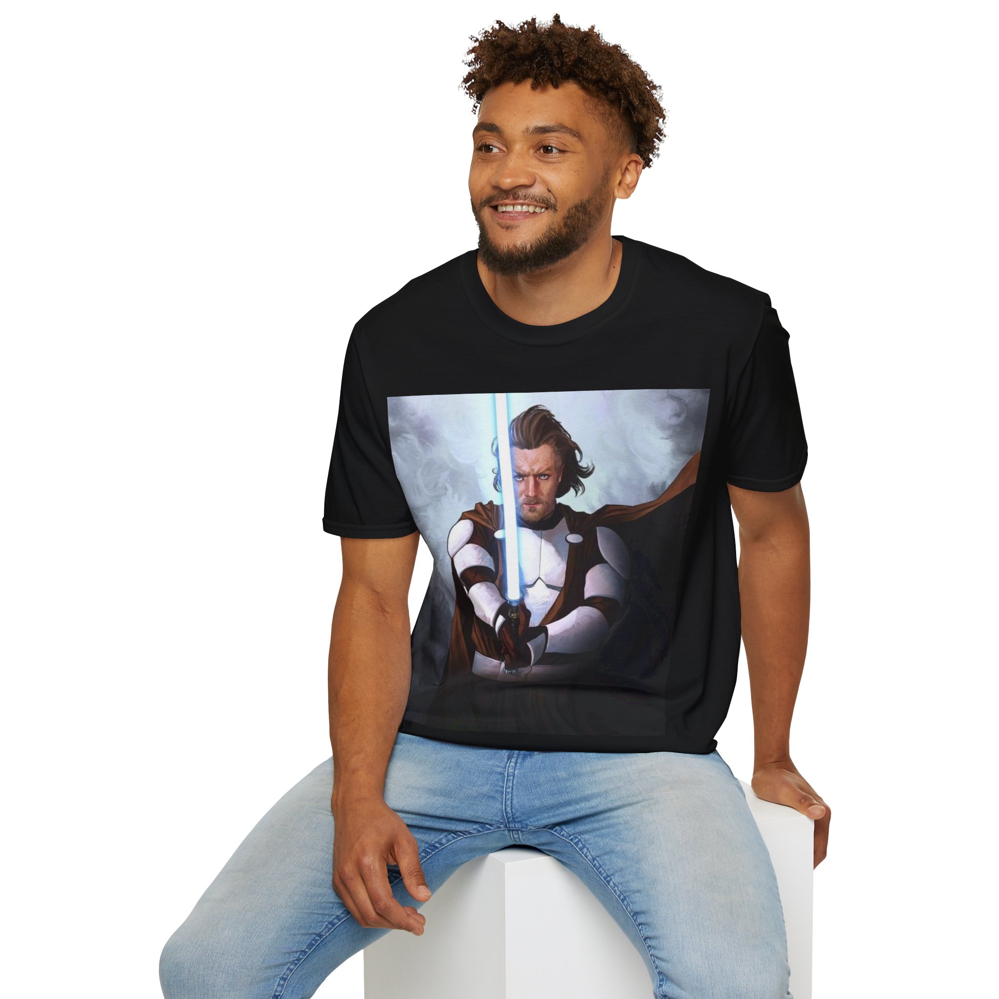 Obi‑Wan Kenobi Jedi Master Blue Saber Graphic Tee - Image 8