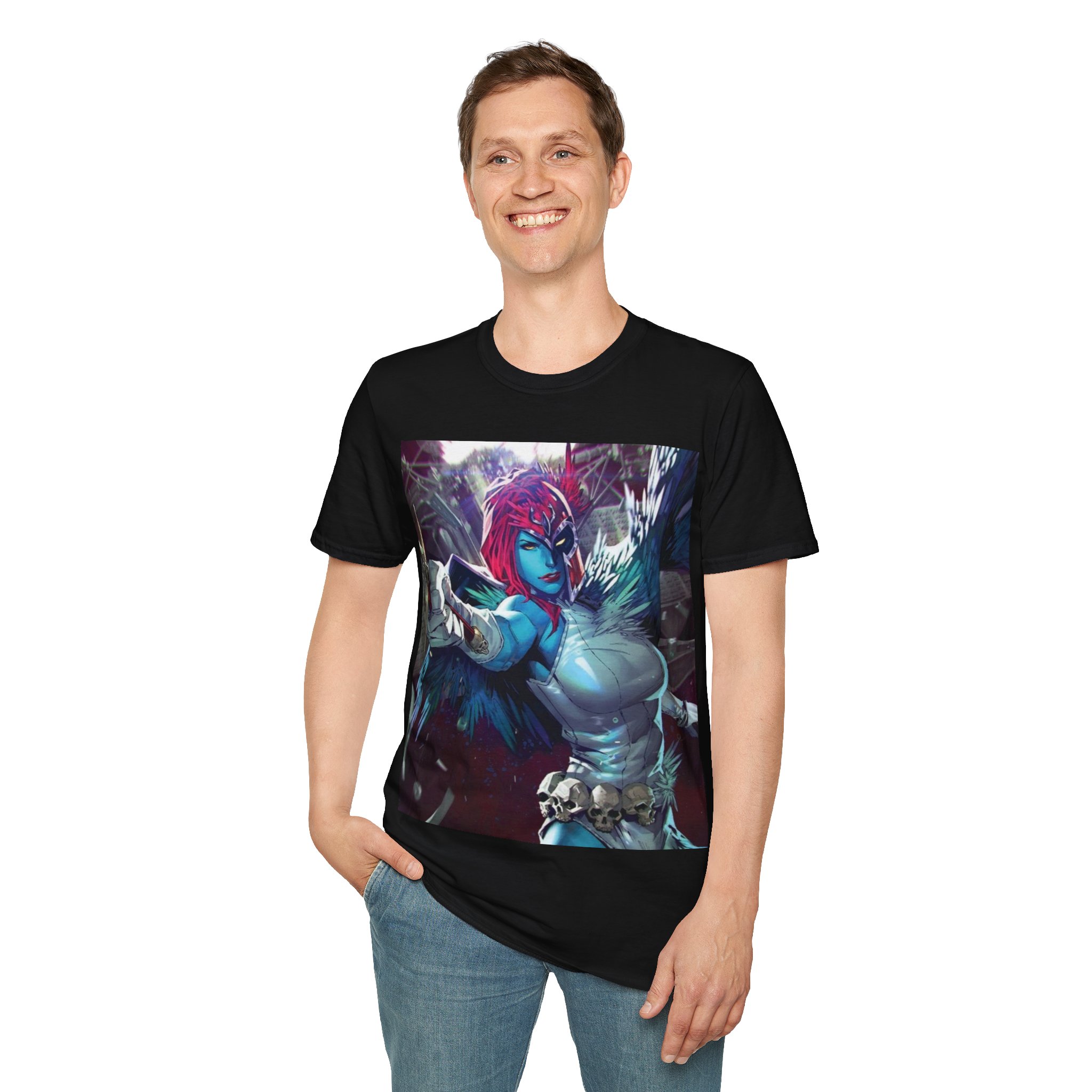 Mystique Winged Warrior Blue Mutant Comic Graphic Tee - Image 5