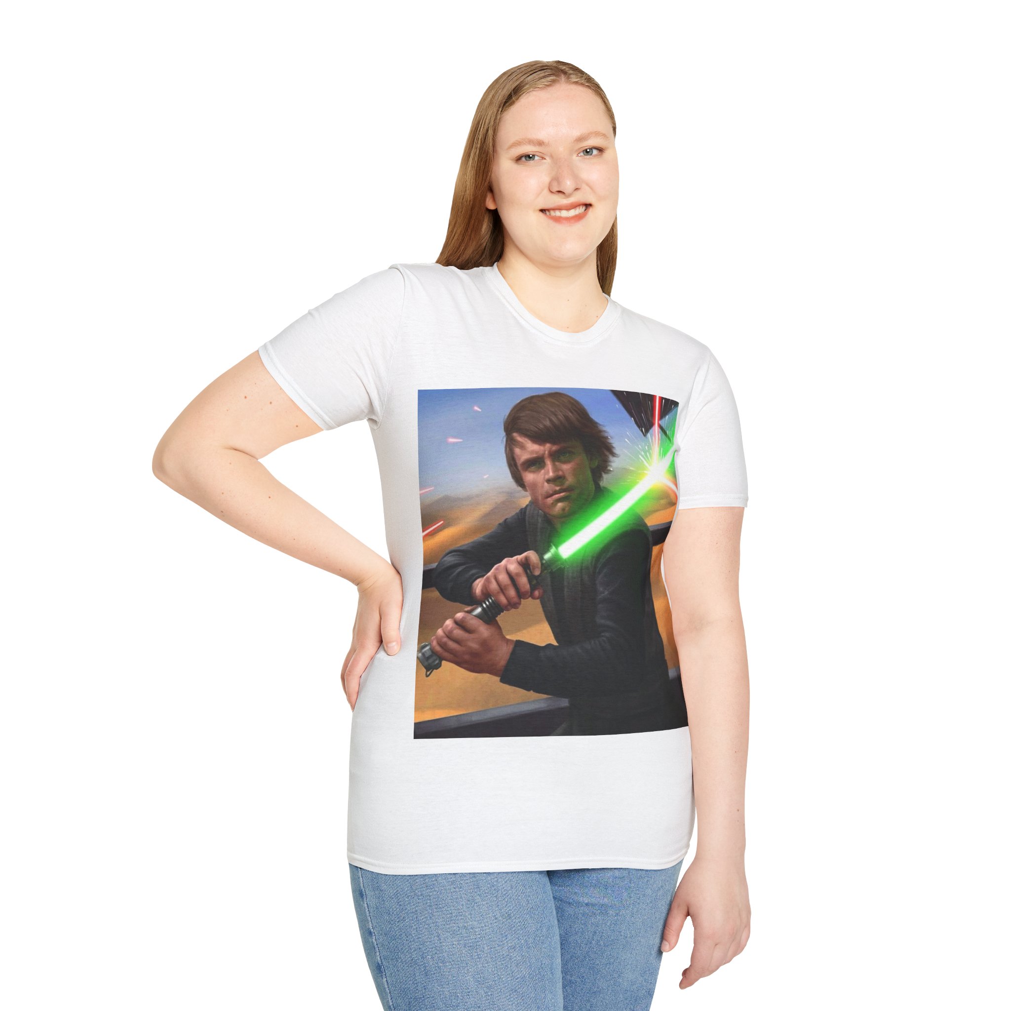 Luke Skywalker Green Saber Desert Battle Graphic Tee - Image 13
