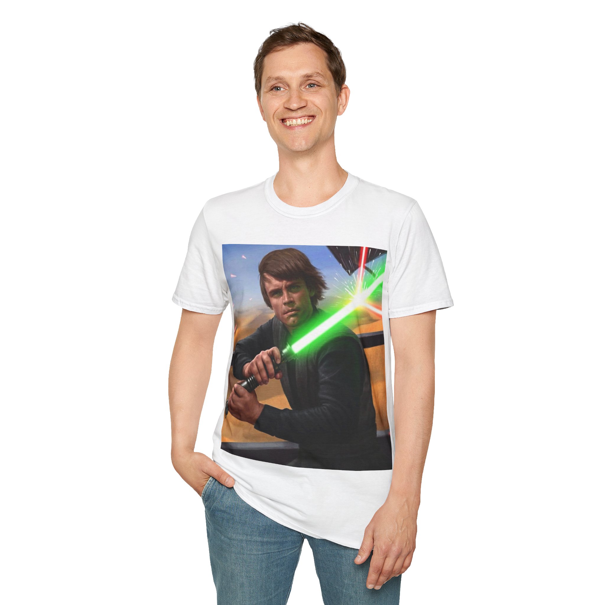 Luke Skywalker Green Saber Desert Battle Graphic Tee - Image 14