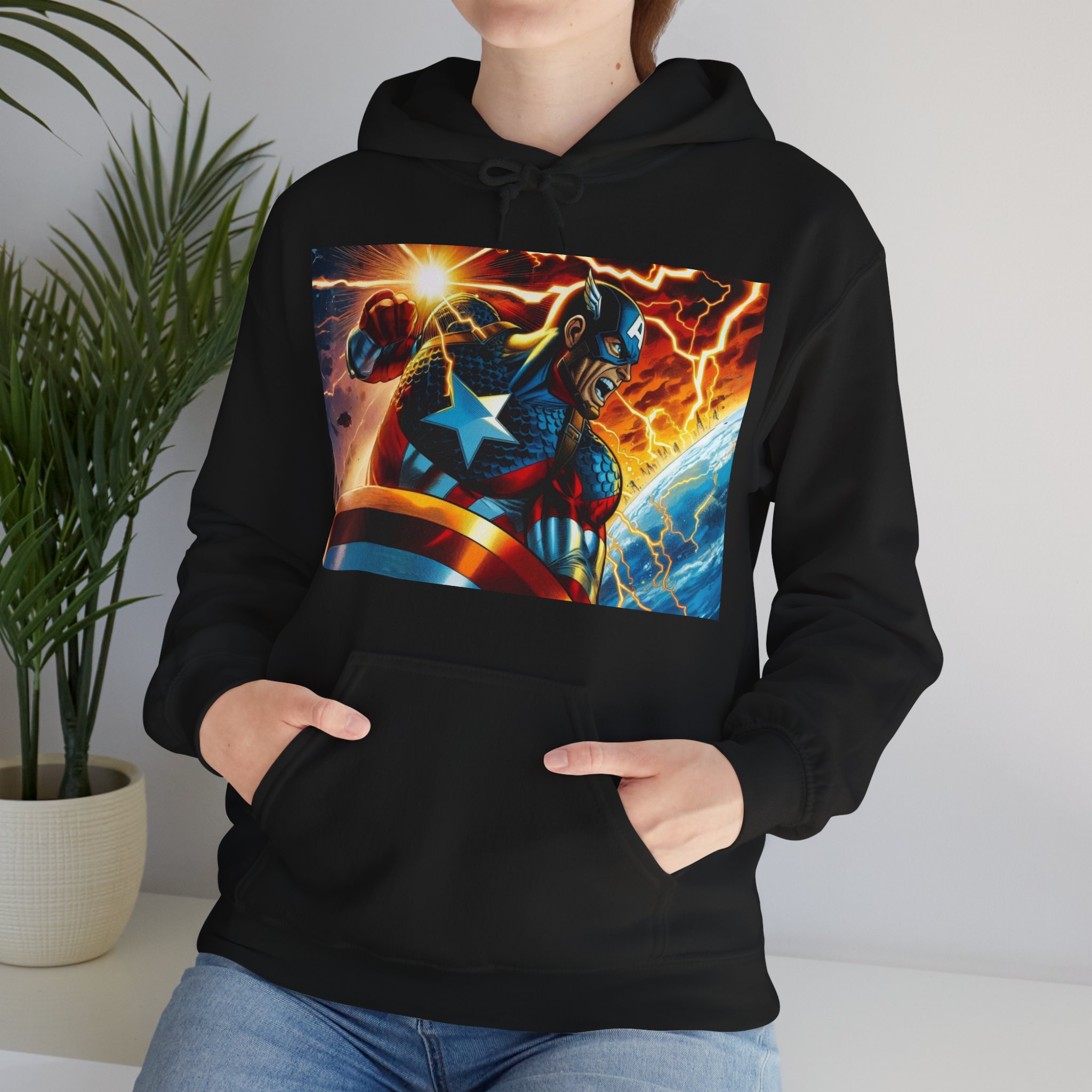 Captain America Shield Marvel Heroic Graphic Hoodie - Image 10