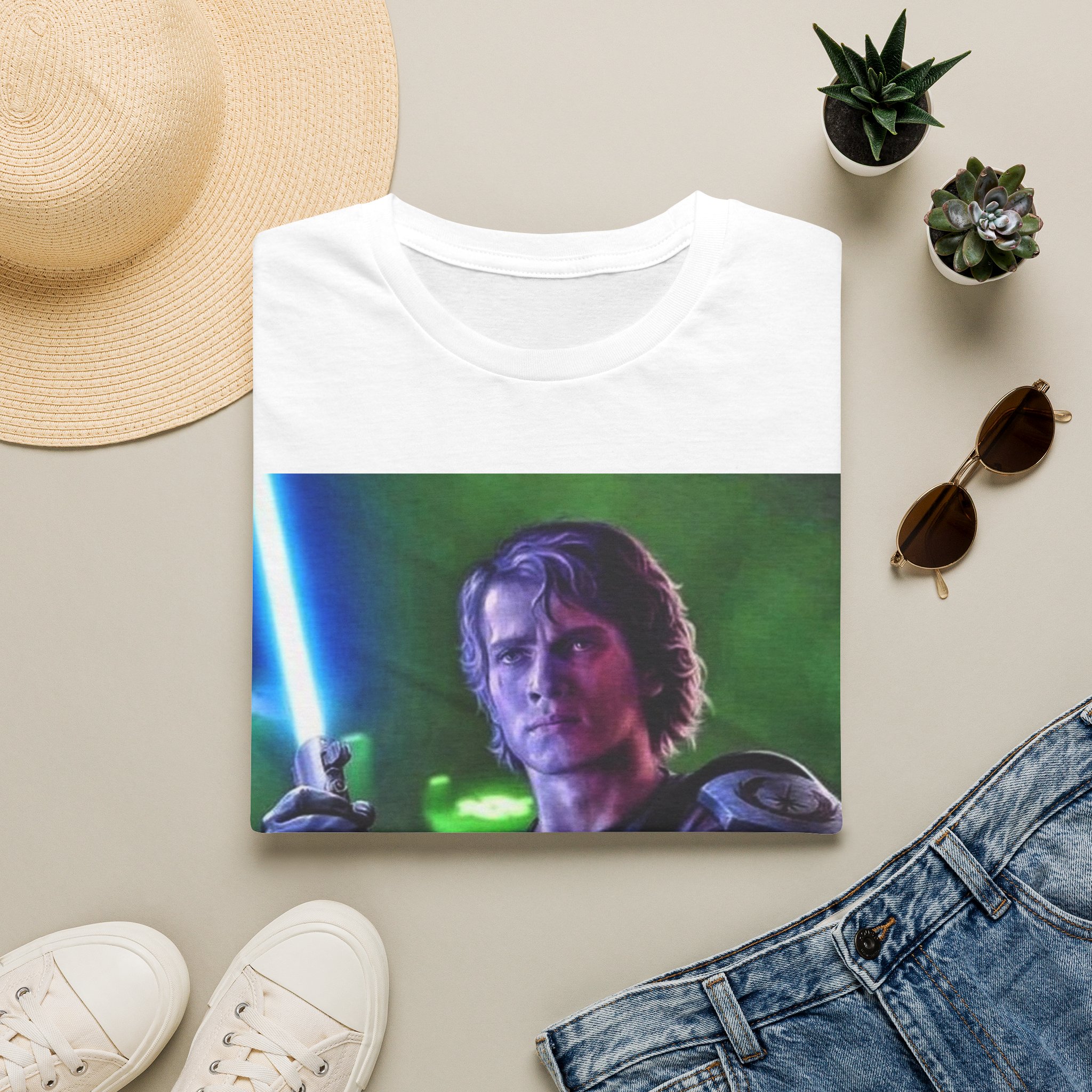 Anakin Skywalker Blue Saber Power Comic Graphic Tee - Image 10