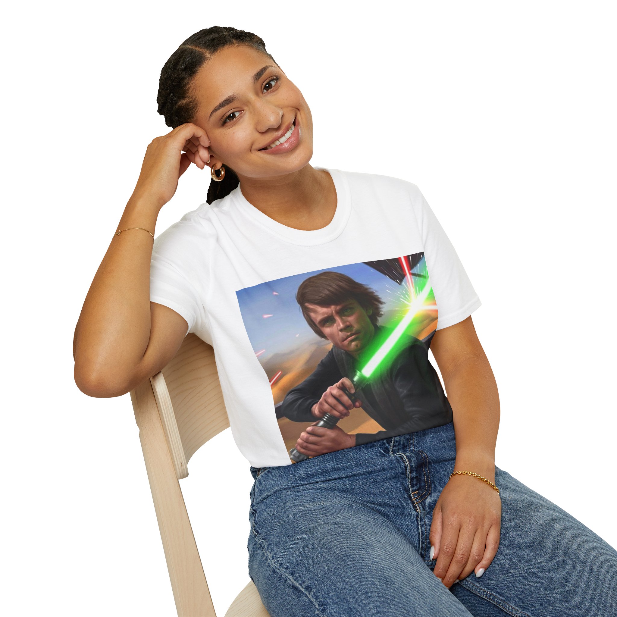Luke Skywalker Green Saber Desert Battle Graphic Tee - Image 16