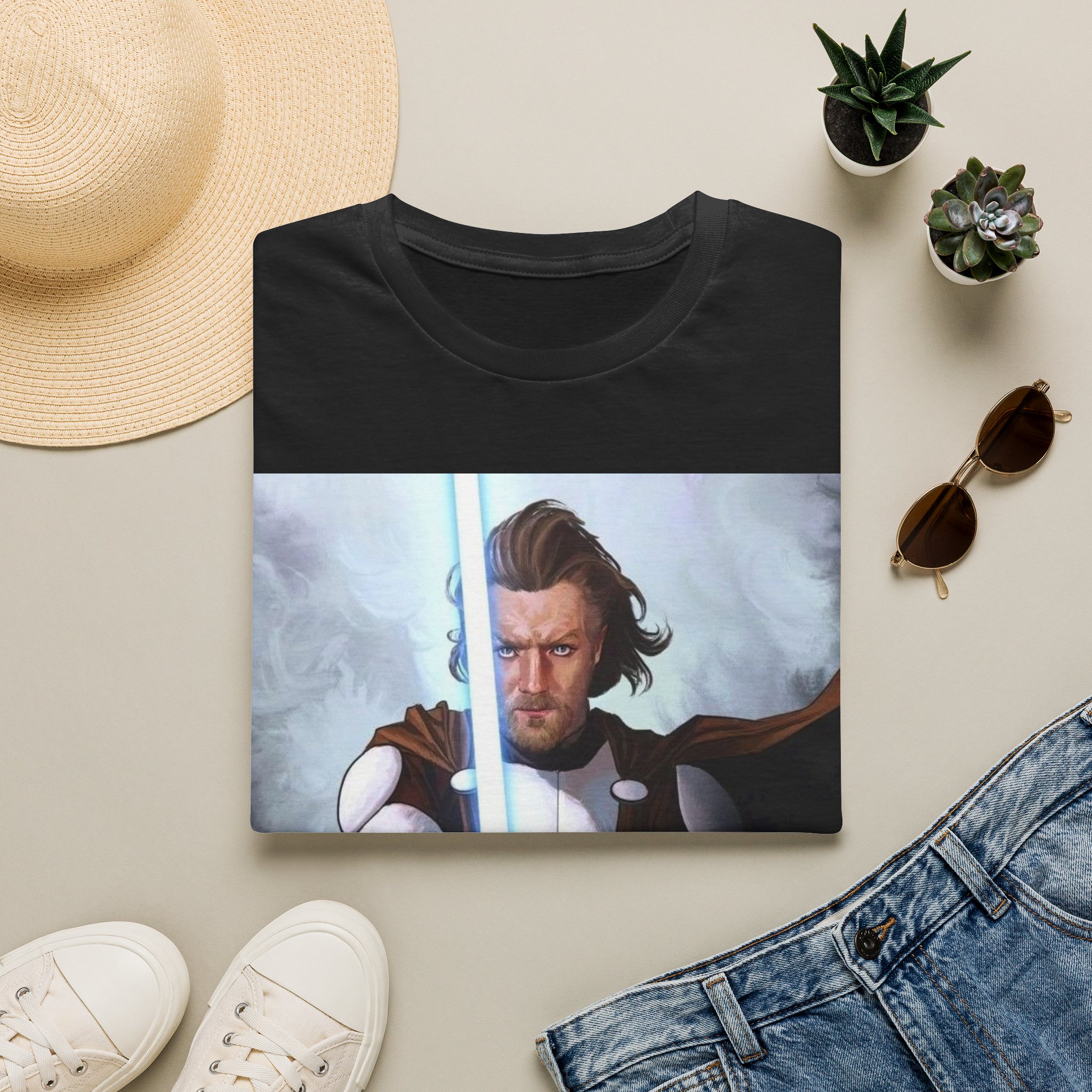 Obi‑Wan Kenobi Jedi Master Blue Saber Graphic Tee - Image 2