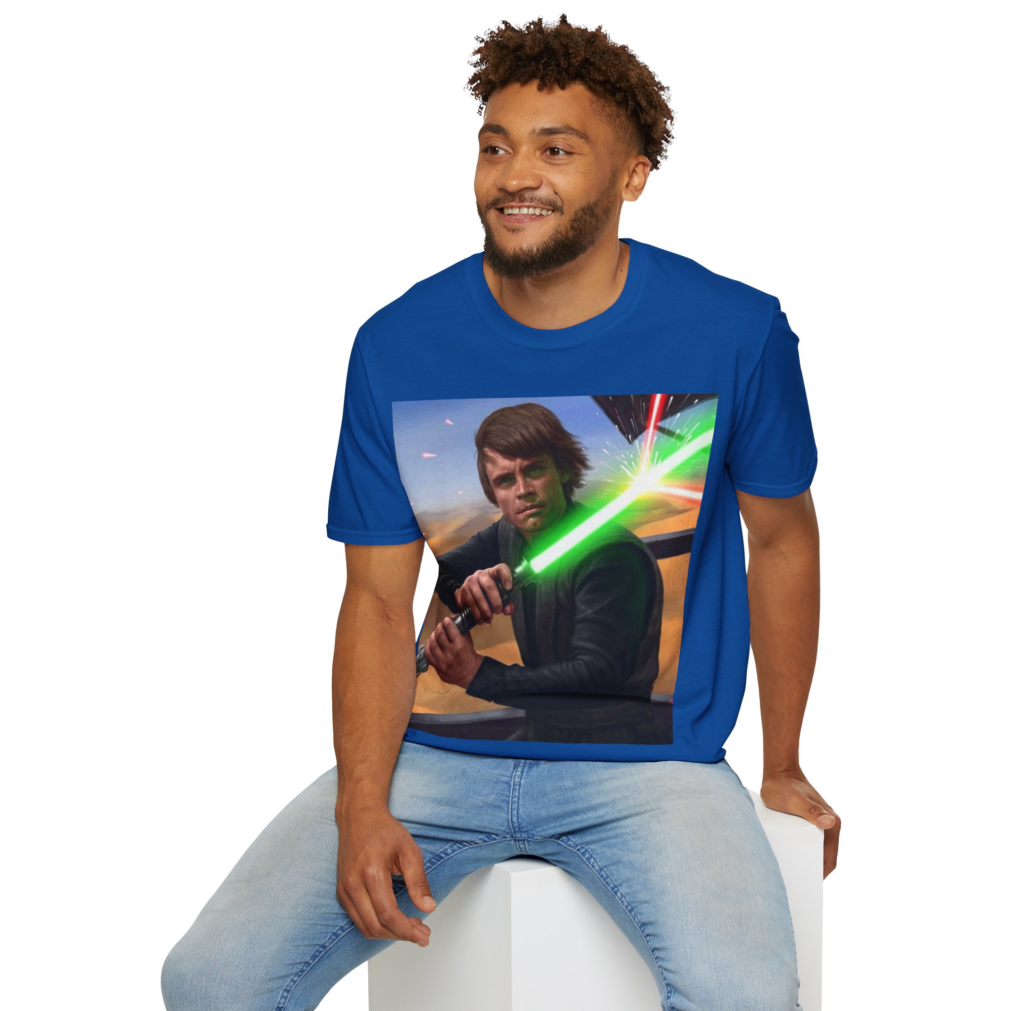 Luke Skywalker Green Saber Desert Battle Graphic Tee - Image 26