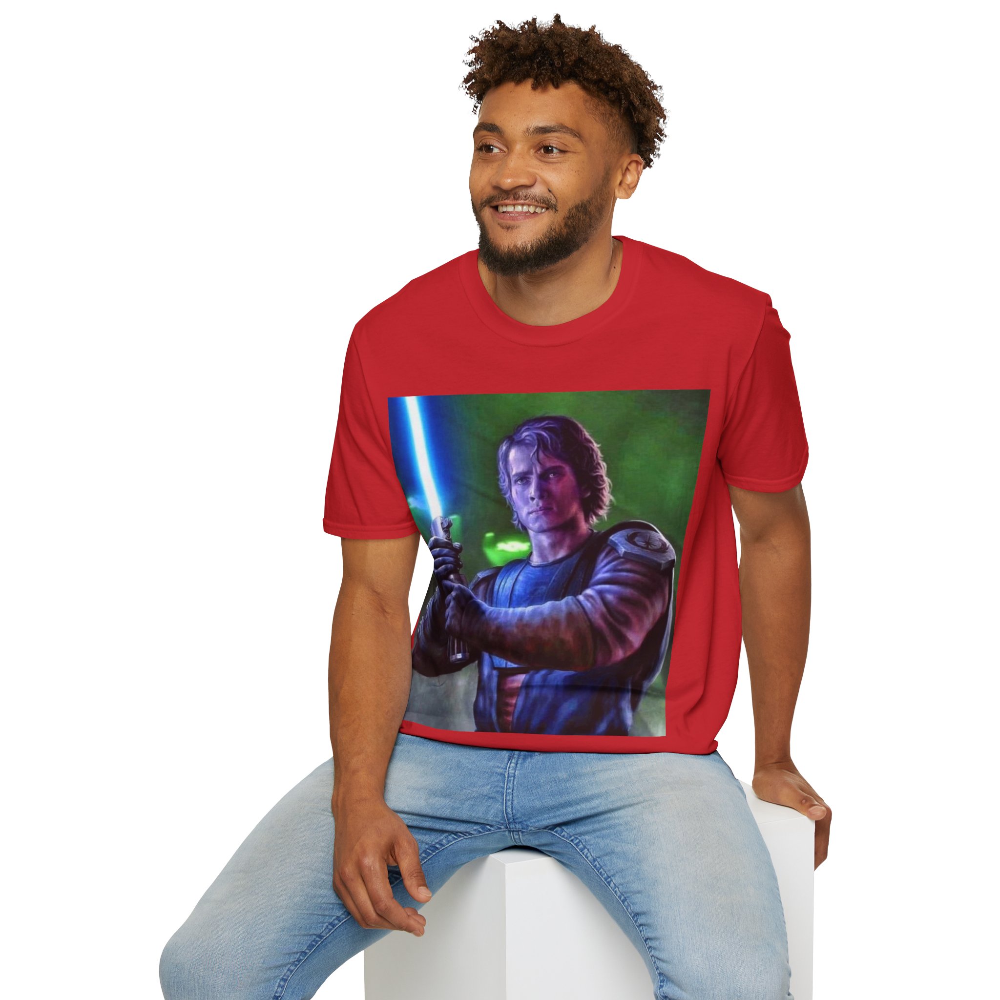 Anakin Skywalker Blue Saber Power Comic Graphic Tee - Image 35