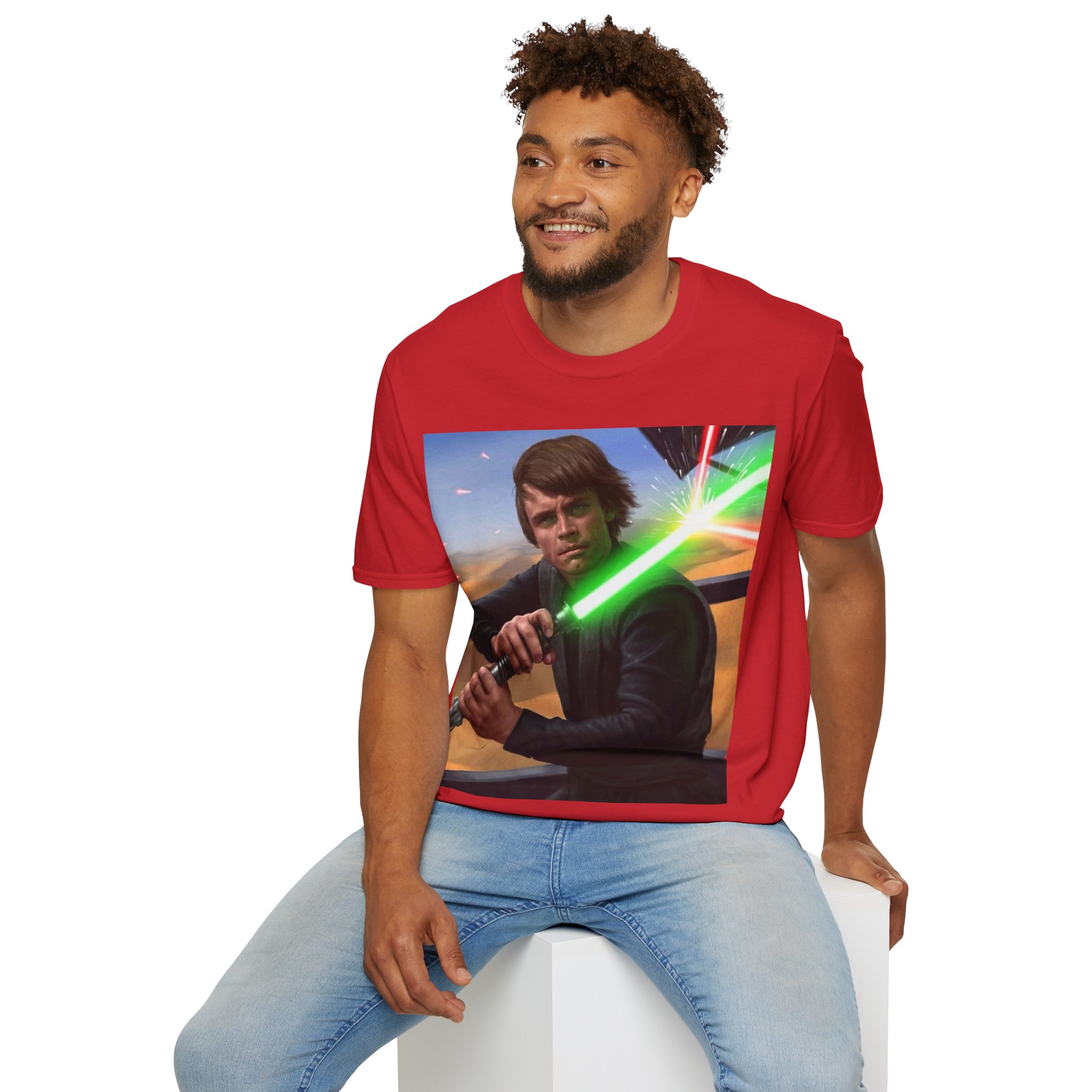 Luke Skywalker Green Saber Desert Battle Graphic Tee - Image 35